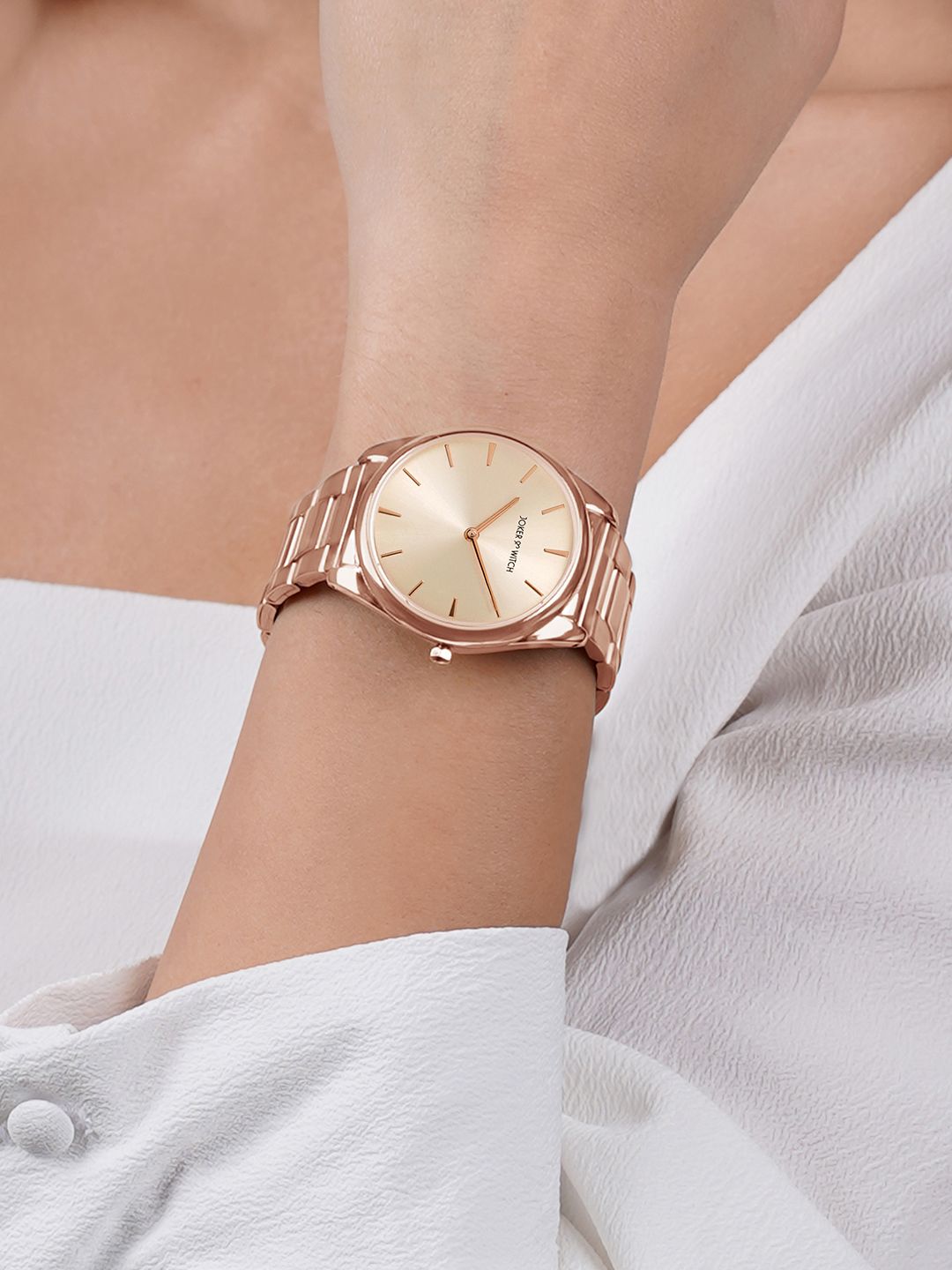 JOKER & WITCH Women Rose Gold-Toned Dial & Rose Gold Toned Stainless Steel Straps Analogue Watch