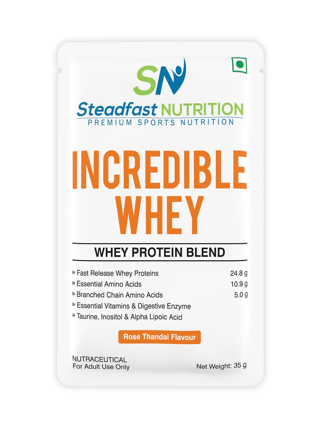 Steadfast Nutrition Incredible Whey Protein Blend For An Incredible You Rose Thandai 30 Sachets 1050g