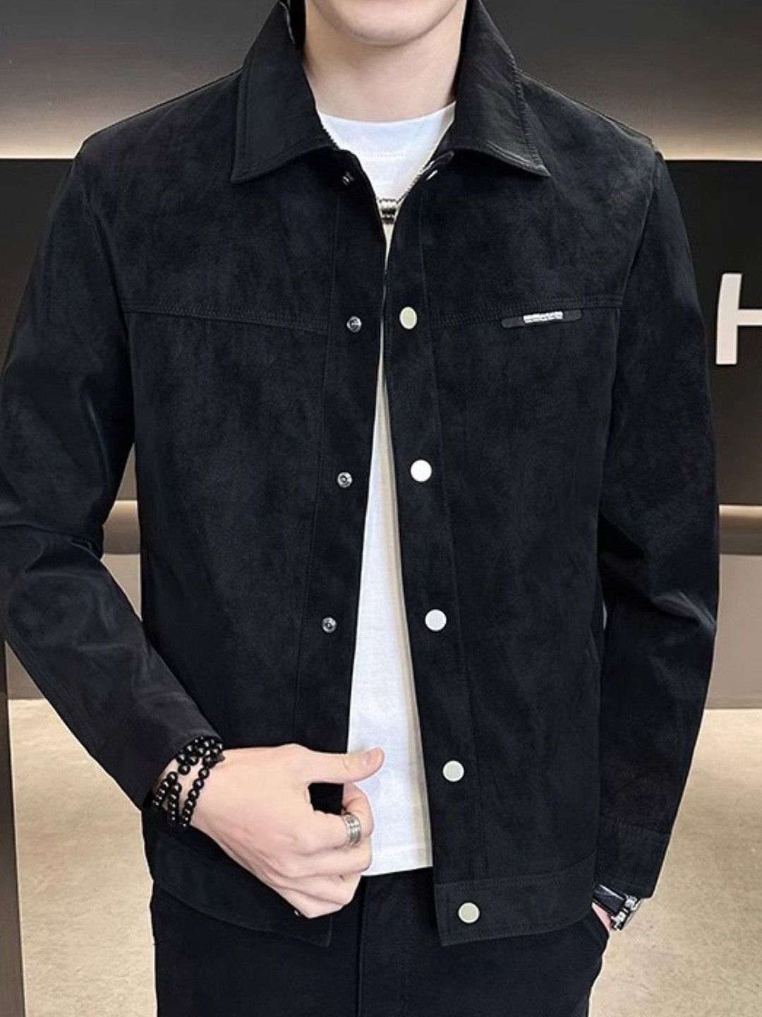 StyleCast Men Spread Collar Open Front Jacket