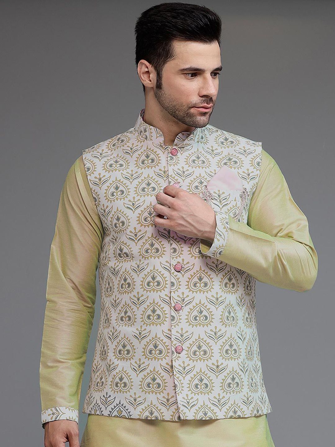 Utsav Fashion Men Digital Printed Mandarin Collar Nehru Jacket