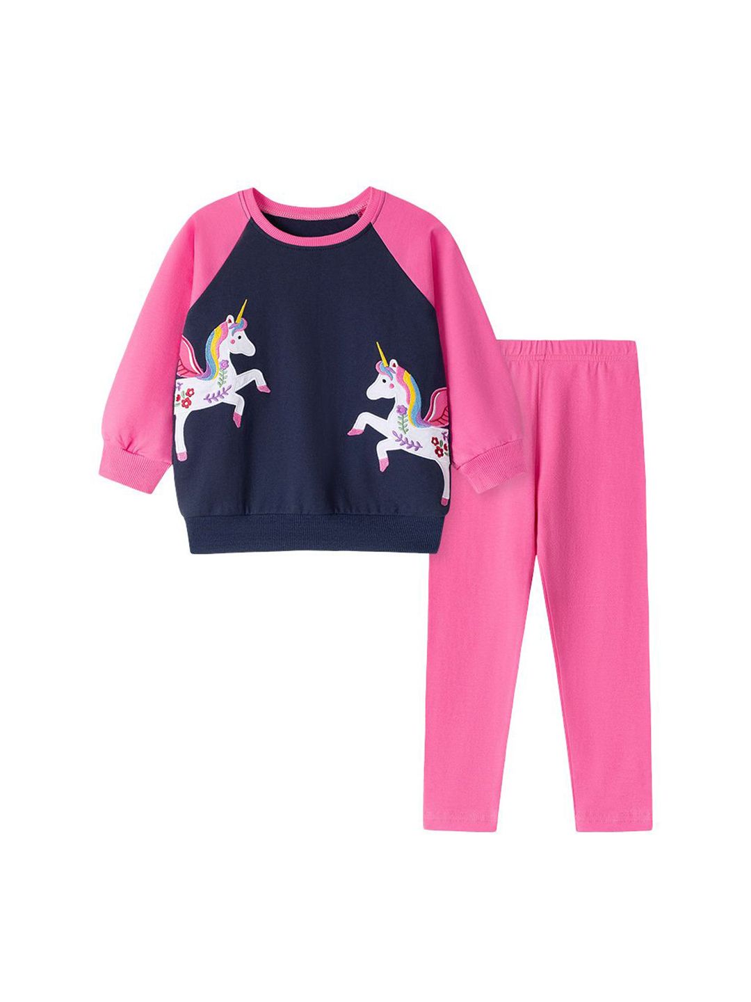 StyleCast x Revolte Girls Colourblocked Pure Cotton T-shirt & Trousers Clothing Set