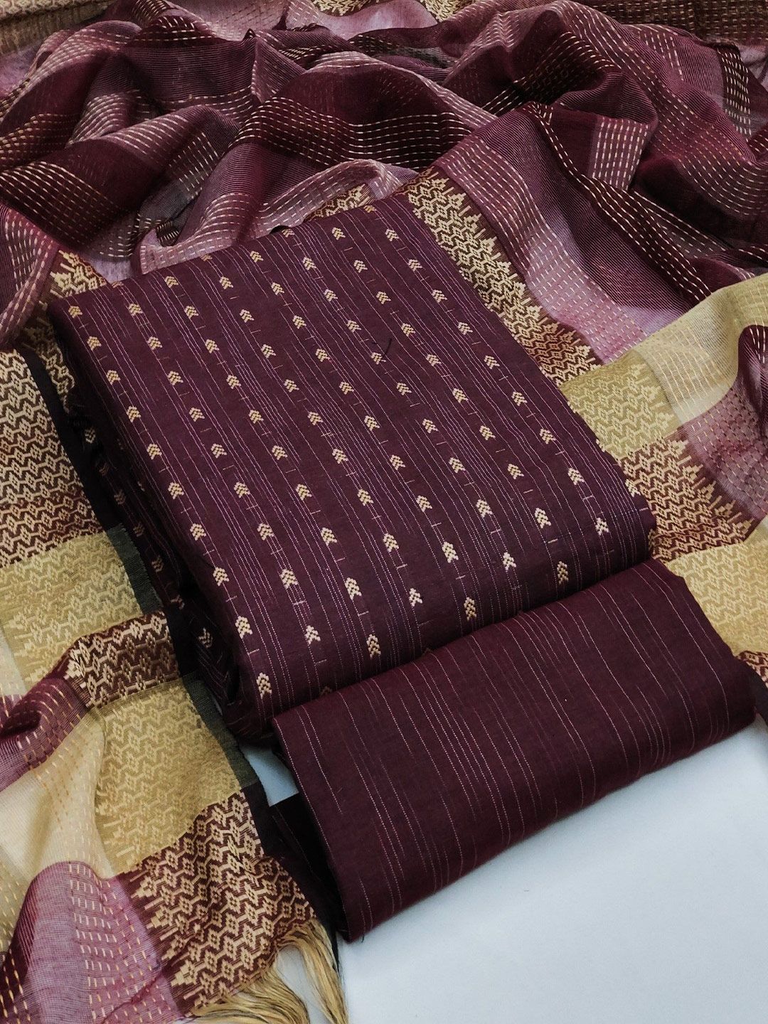 Rangtulika Ethnics Floral Embroidered Unstitched Dress Material