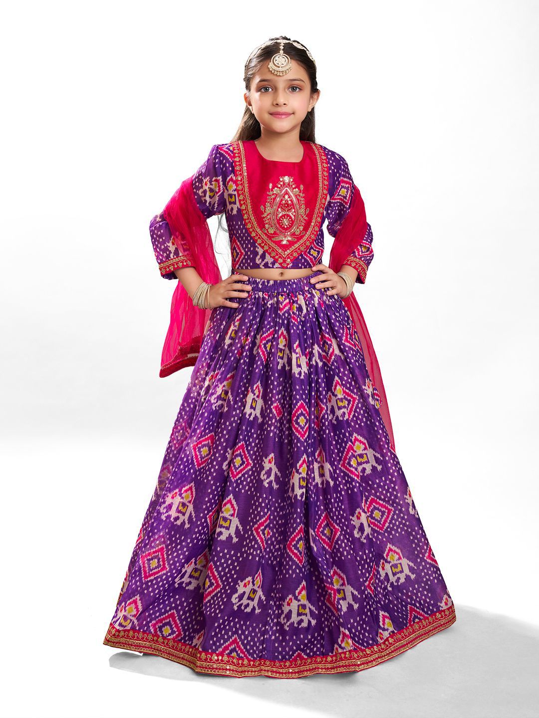 Bitiya by Bhama Girls Digital Printed Ready to Wear Lehenga & Blouse With Dupatta