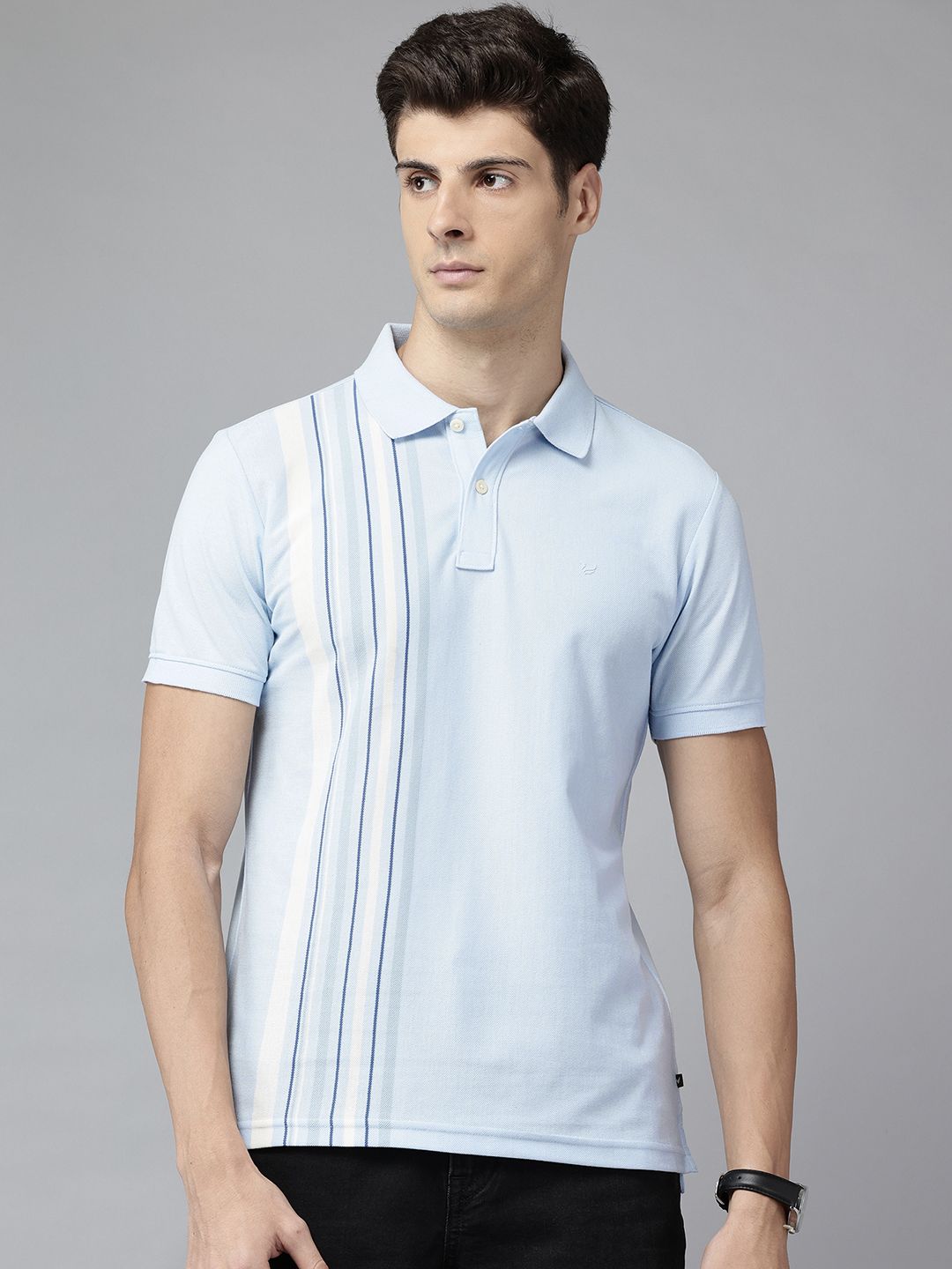 Blackberrys Men Striped Polo Collar T-shirt