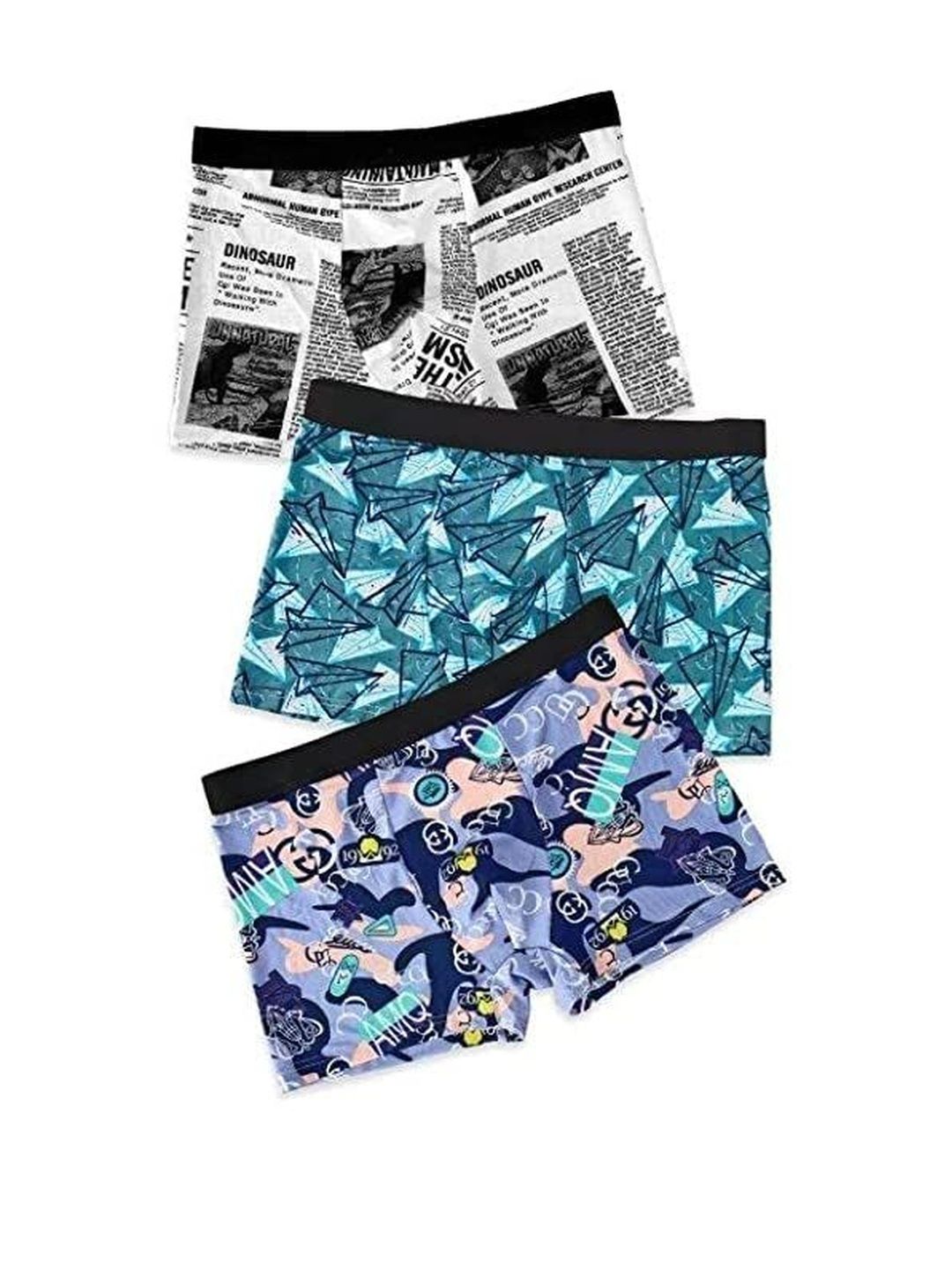 ASJAR Men Pack Of 3 Printed Cotton Boxer Shorts