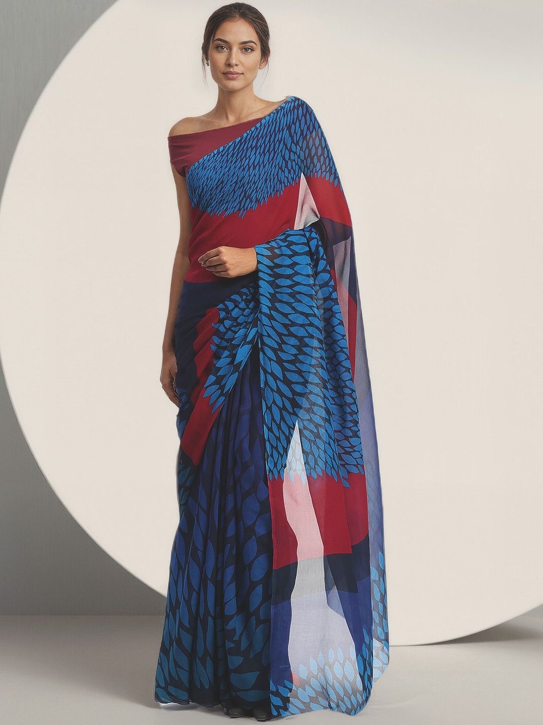 Satya Paul Satya Paul Abstract Printed Saree With Blouse Piece