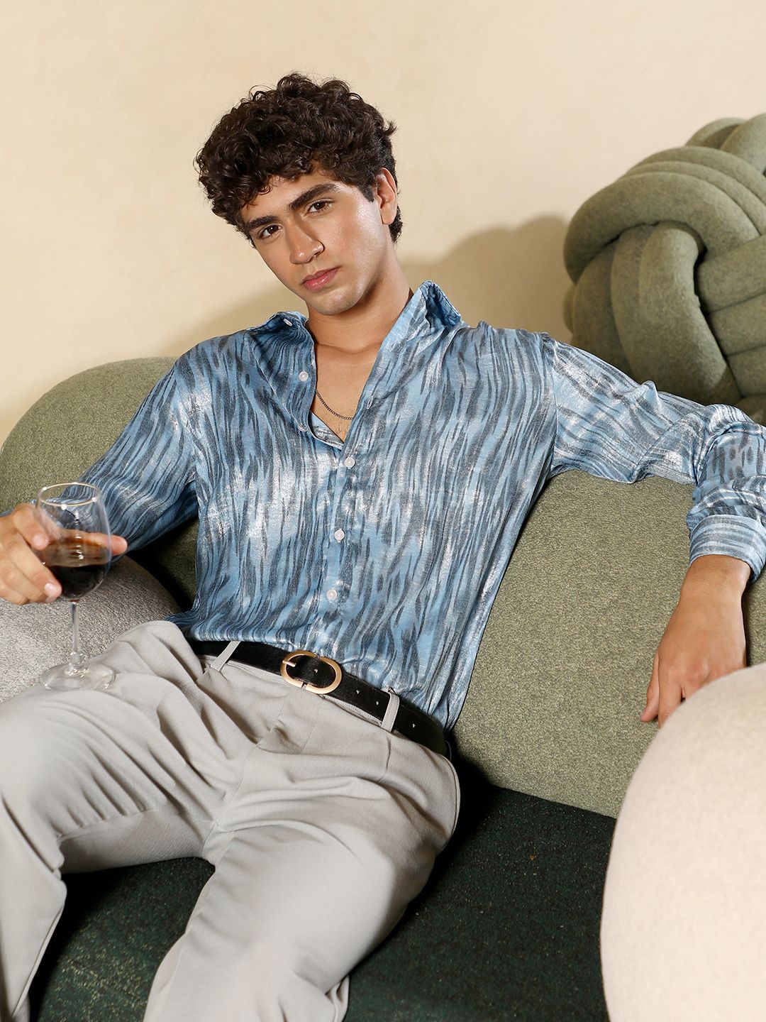 CAHOOT Abstract Printed Comfort Satin Casual Shirt