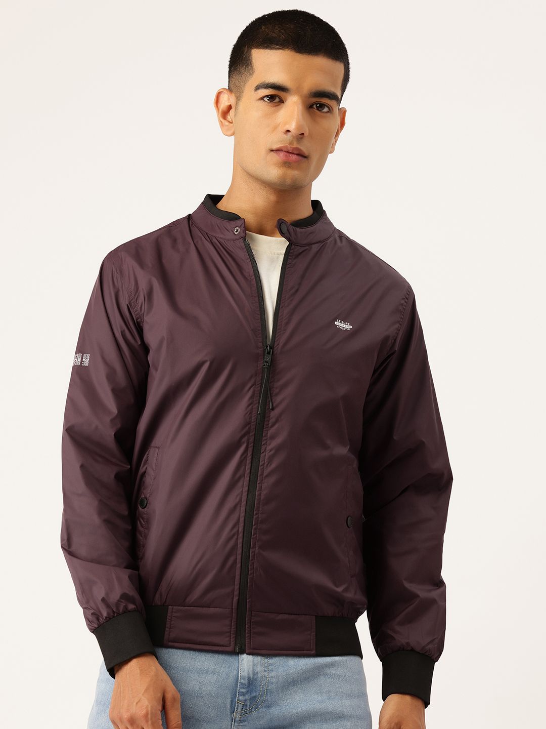 Okane Stand Collar Bomber Jacket