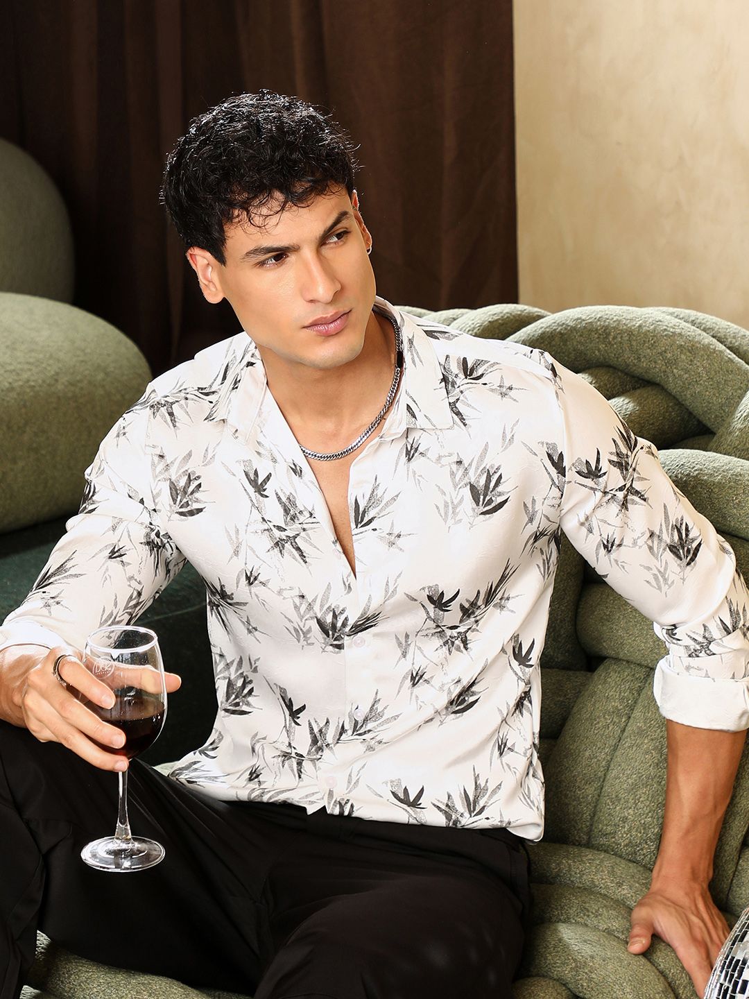 CAHOOT Floral Printed Comfort Satin Casual Shirt