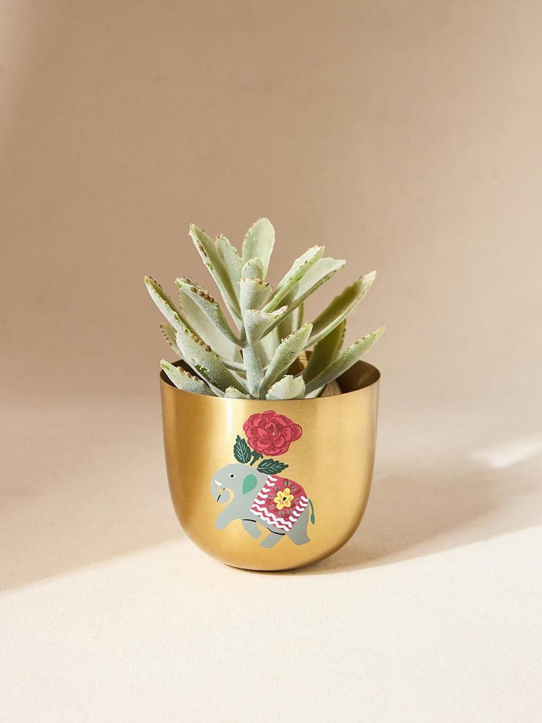 Chumbak Chumbak Palace Memoirs Yellow & Red Royal Tusker Hand-Painted Planter