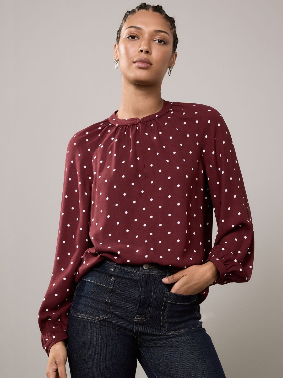 Buy NEXT Polka Dot Printed Puff Sleeve Bubble Hem Balloon Top