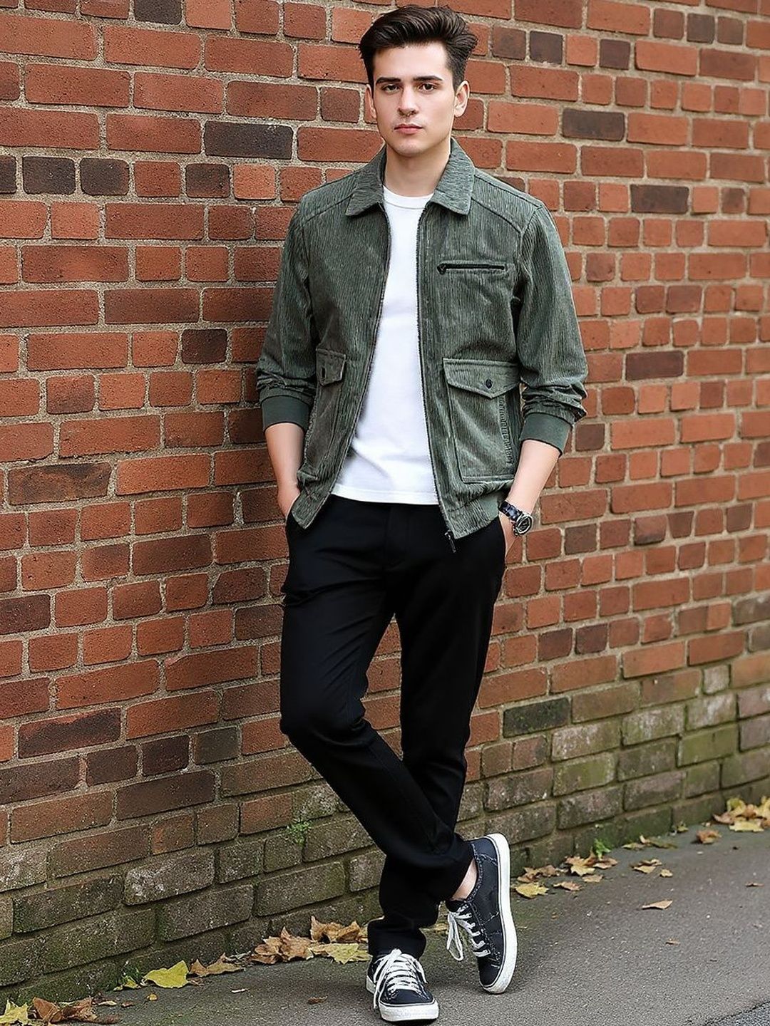 HERE&NOW Men Green Solid Spread Collar Long Sleeves Cotton Tailored Jacket