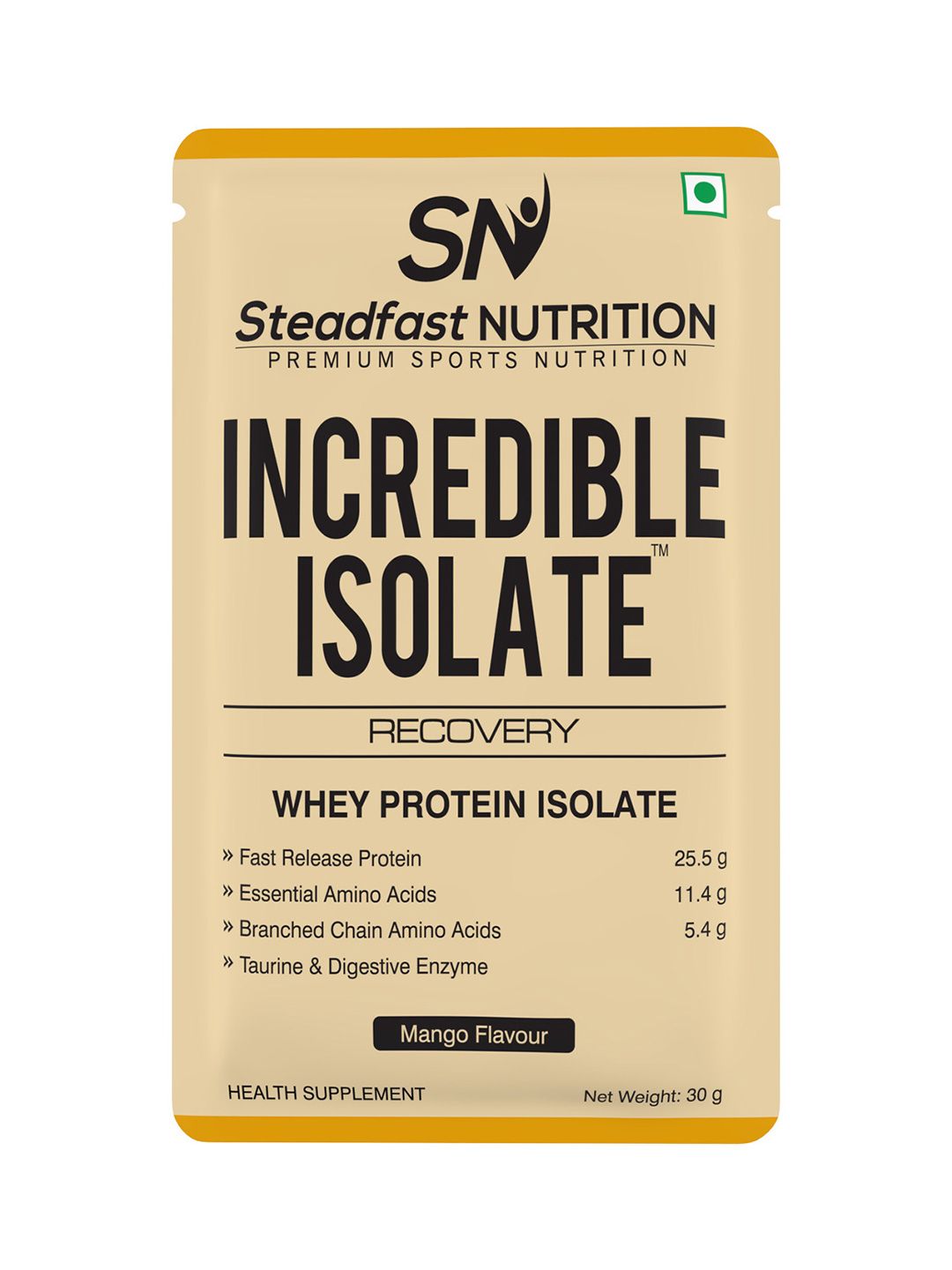Steadfast Nutrition Incredible Isolate Whey protein Blend The Instant Recovery Mango 30 Sachets 900g