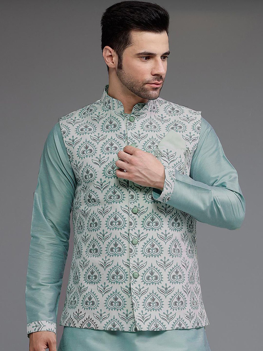 Utsav Fashion Men Digital Printed Mandarin Collar Nehru Jacket