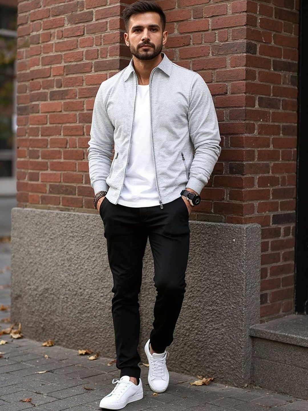 HERE&NOW Men Grey Solid Bomber Jacket