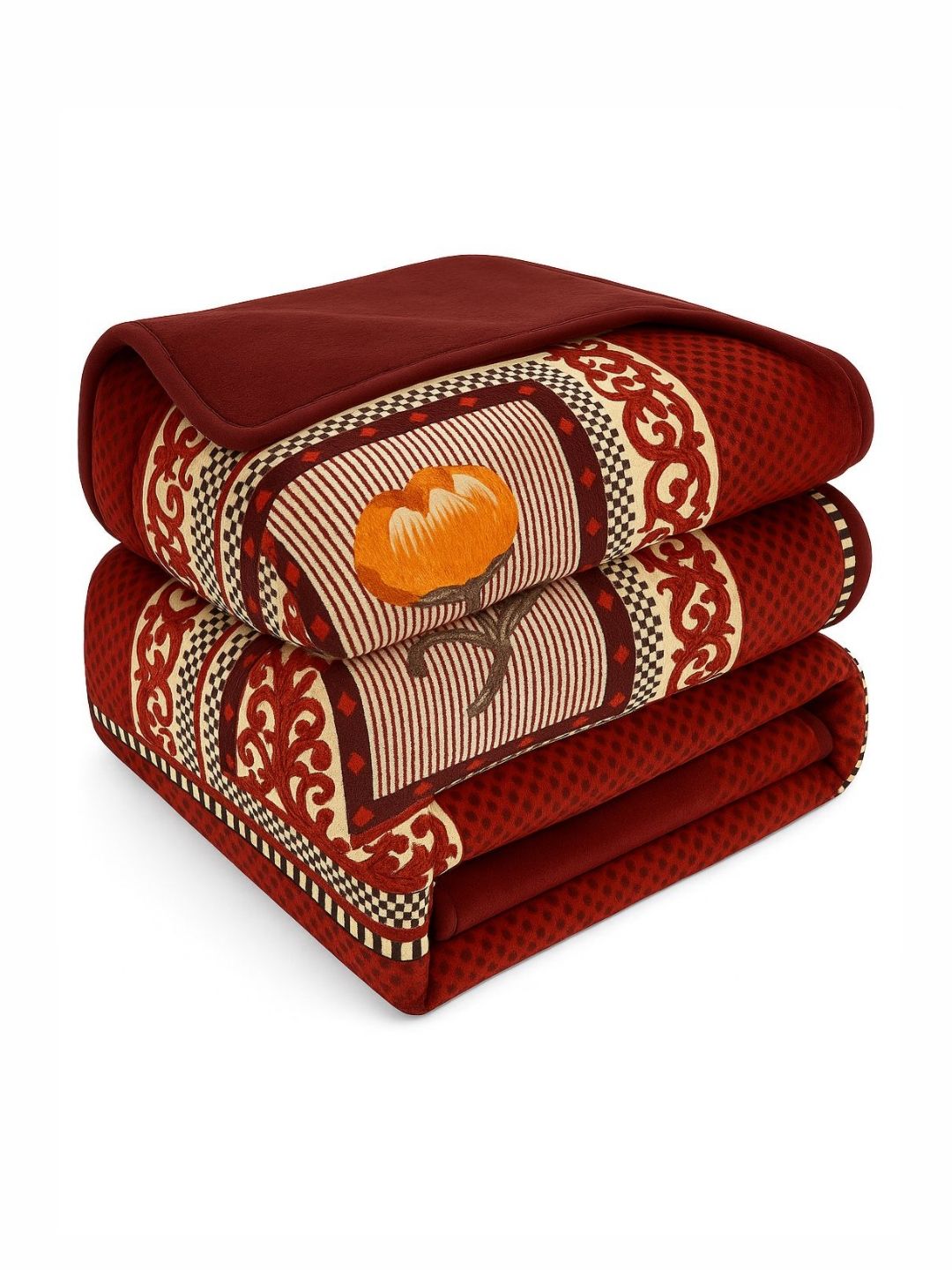 bsb home bsb home Red Floral Mild Winter 500 GSM Double Bed Blanket