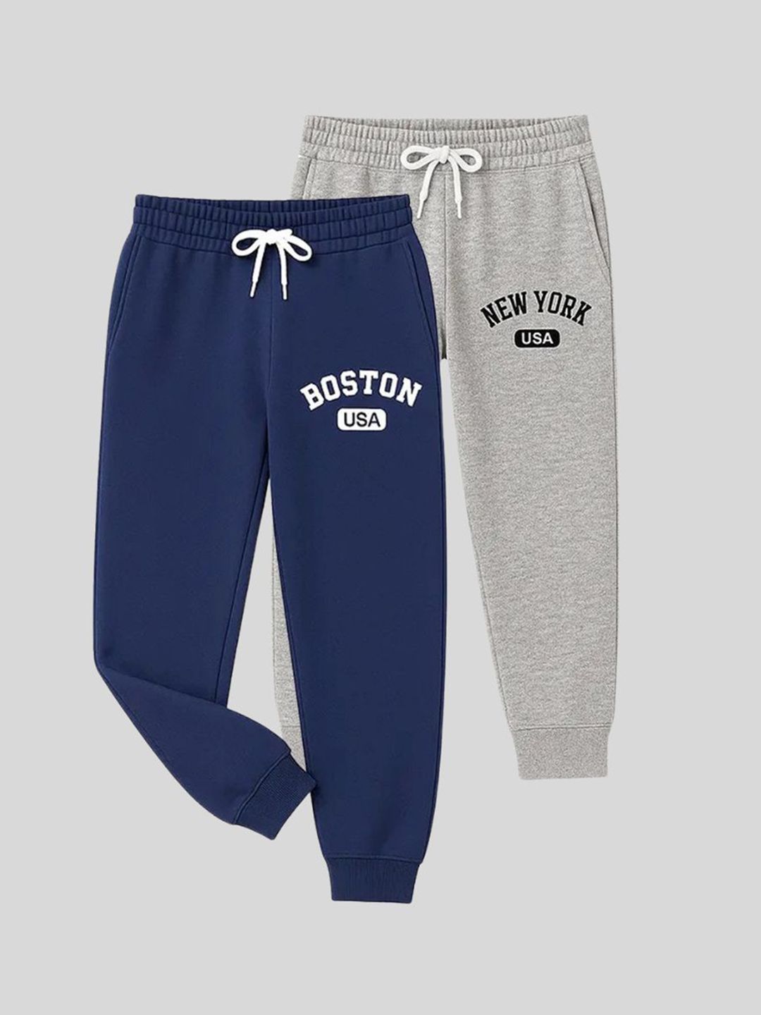 ATLANS Boys Pack Of 2 Printed Mid-Rise Cotton Joggers Track Pants