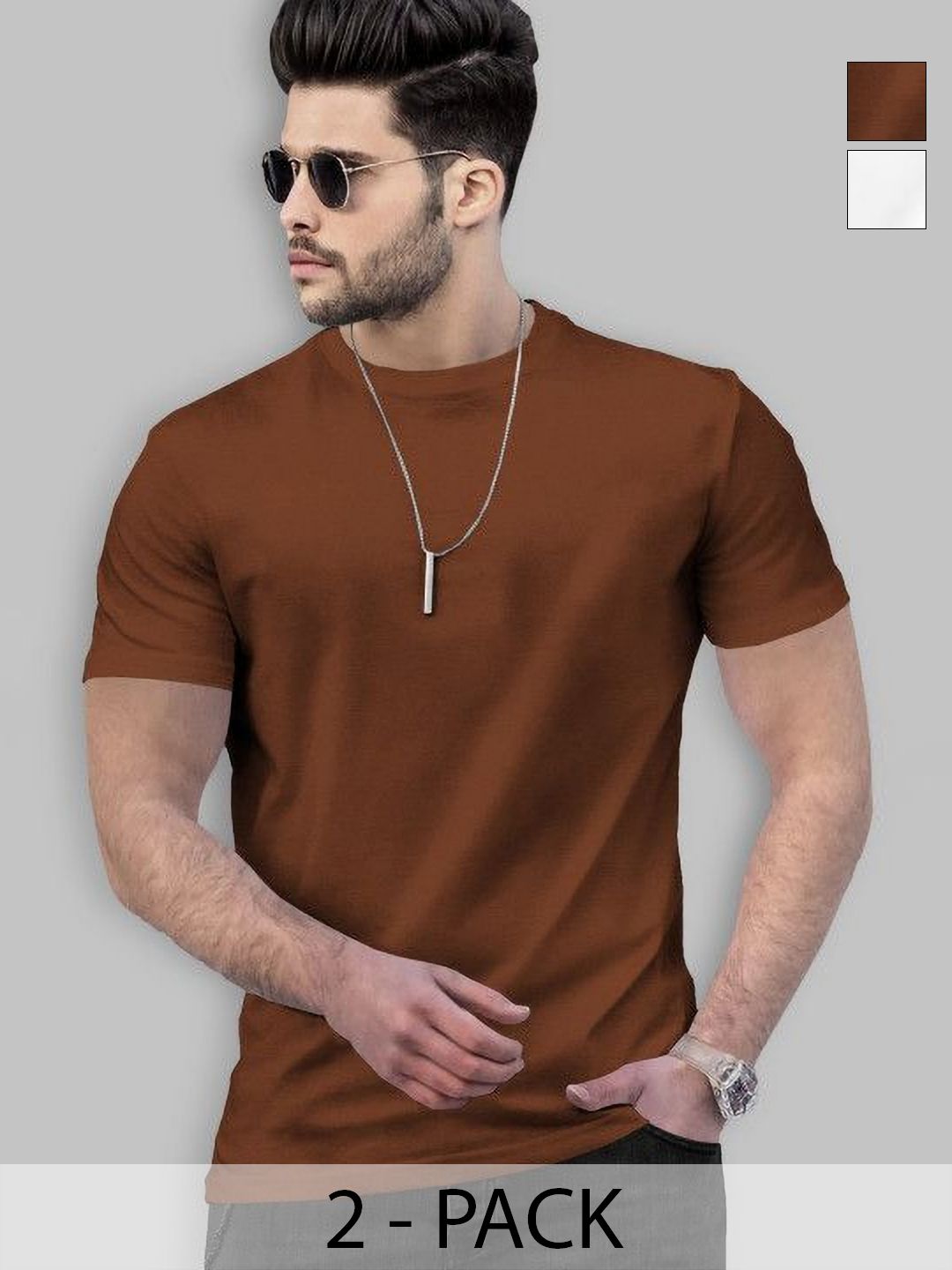 TRIPR Pack Of 2 Round Neck Drop-Shoulder Sleeves T-shirts