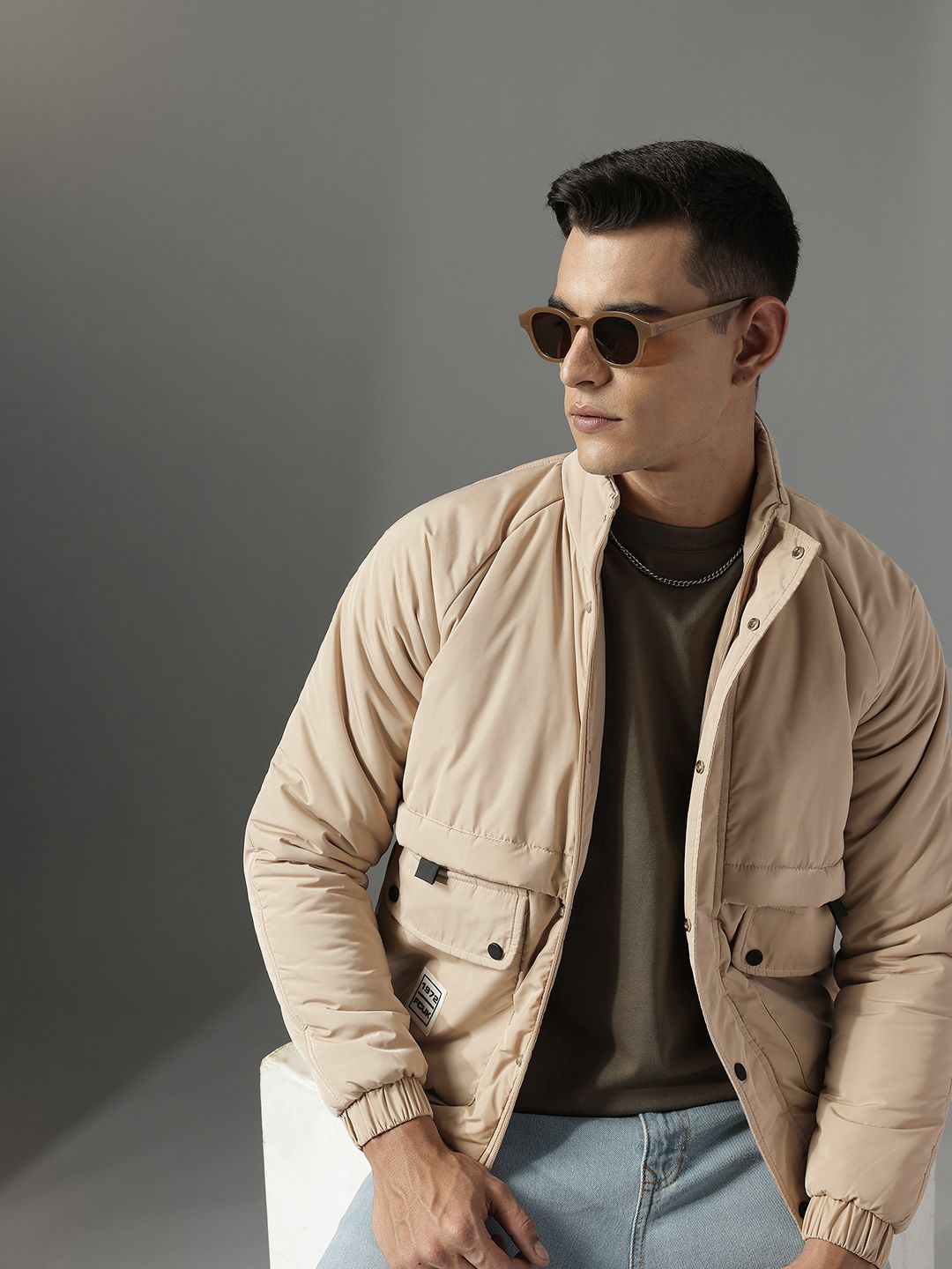 FCUK Mock Collar Padded Jacket