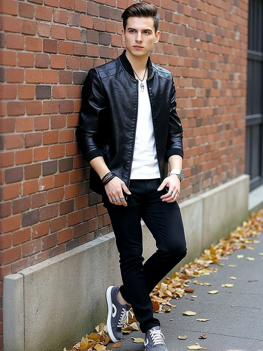 HERE&NOW Solid Leather Jacket