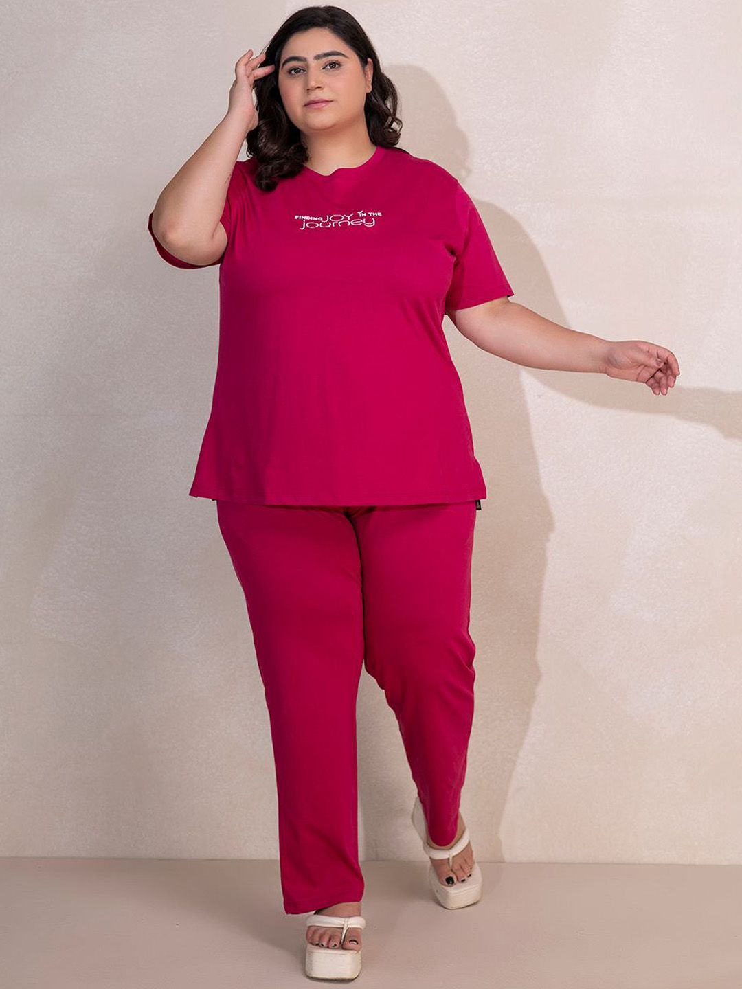 TITTLI Plus Size Women Round Neck Pure Cotton Night suit