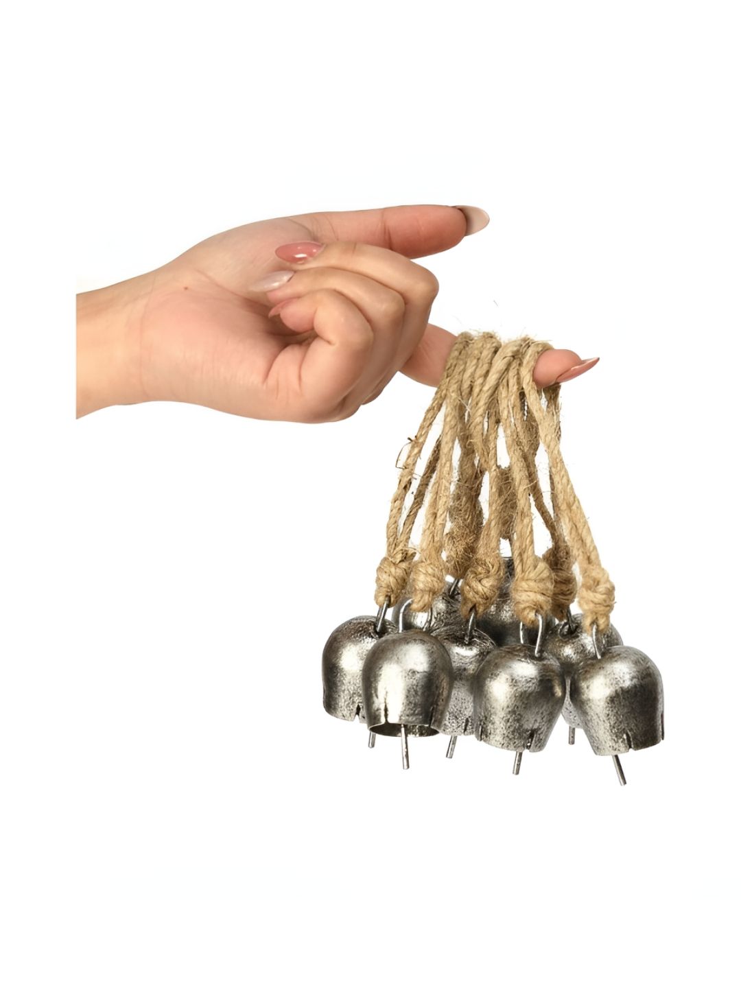 DULI Silver-Toned 10 Pieces Cowbells With Ropes