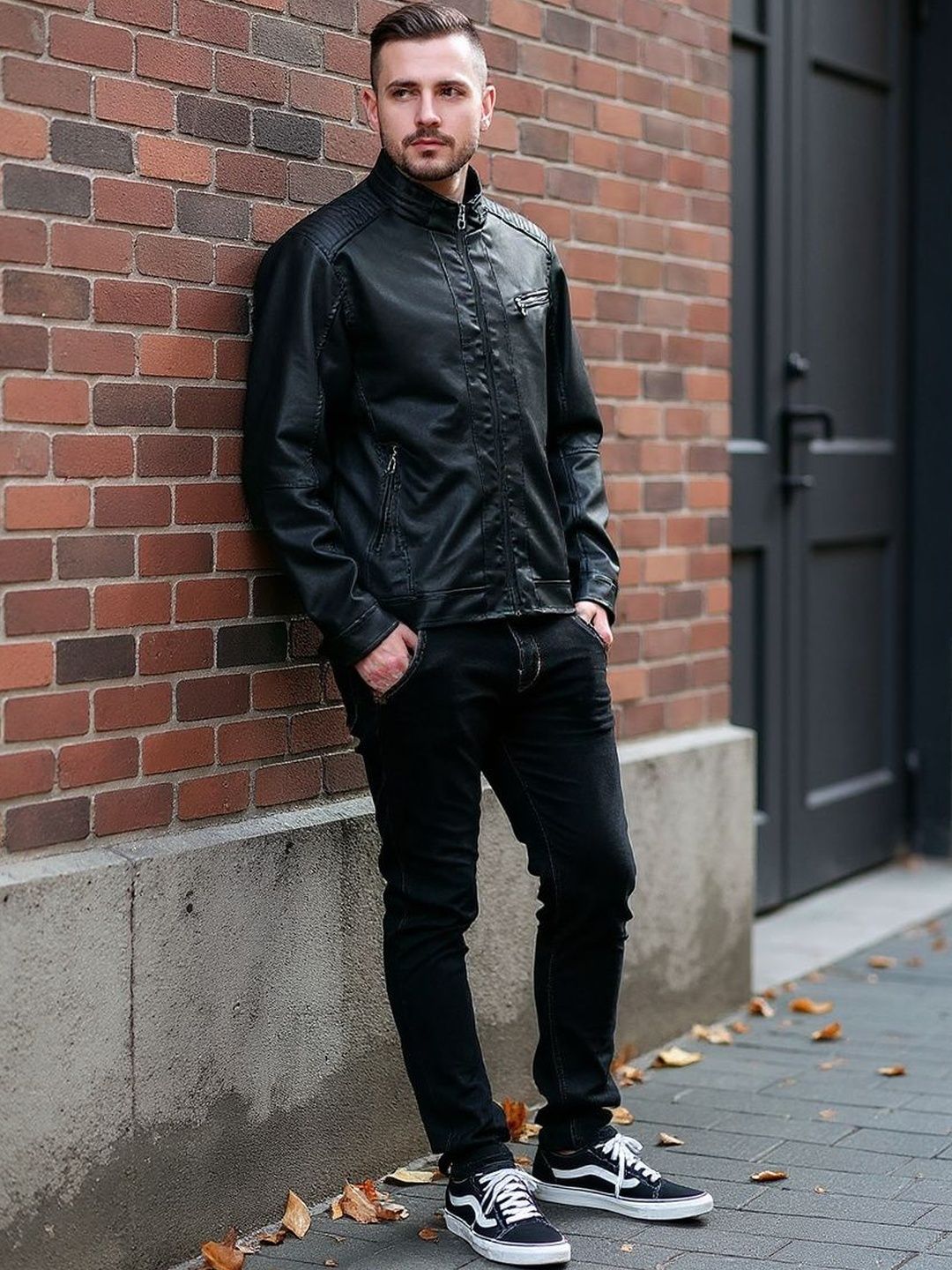 HERE&NOW Solid Leather Jacket