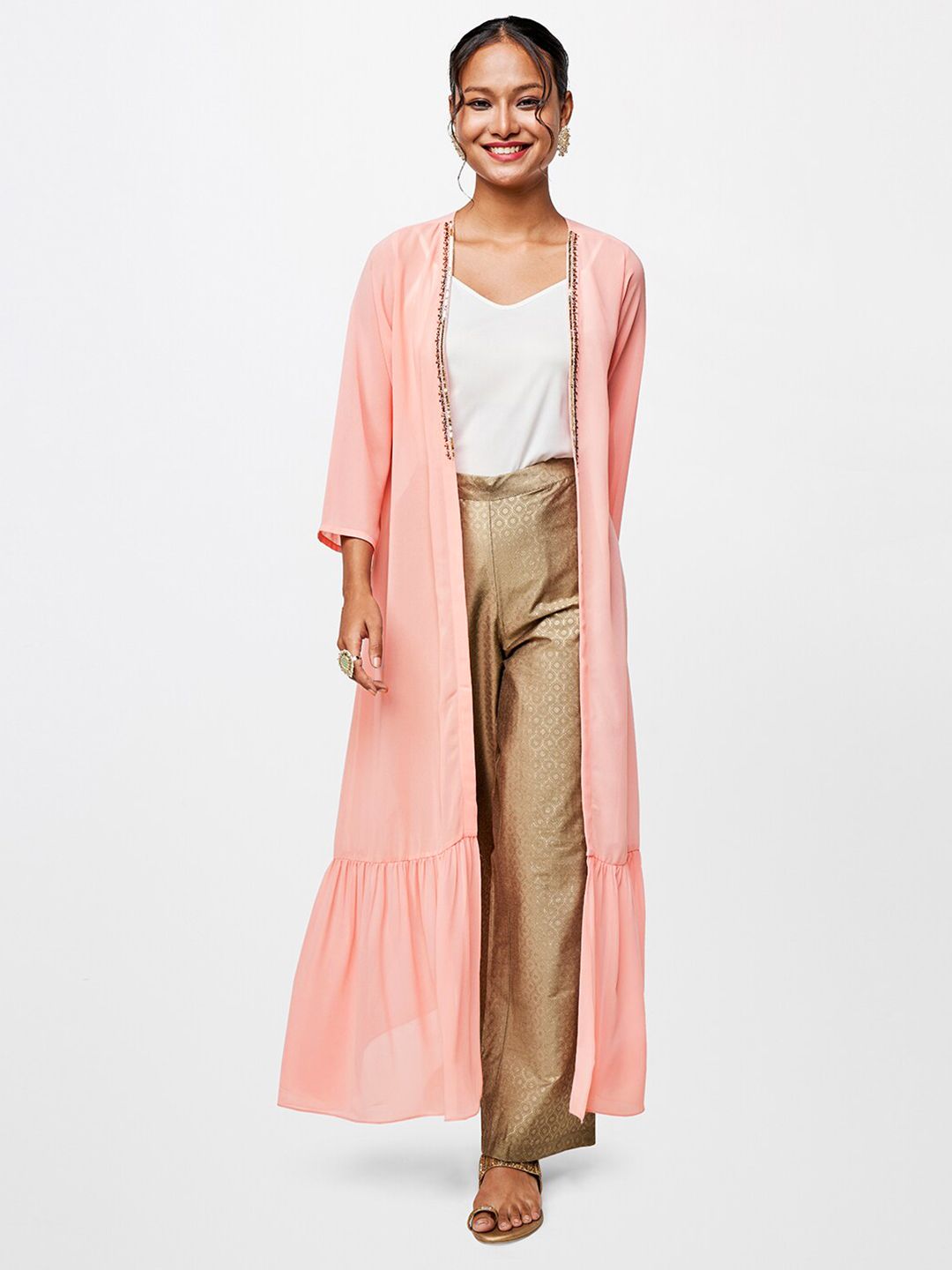 Global Desi Global Desi Women Open Front Longline Shrug