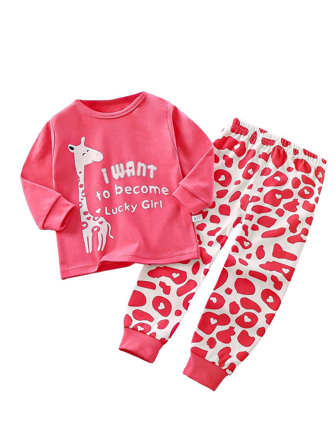 StyleCast x Revolte Girls Printed Round Neck T-shirt with Trousers