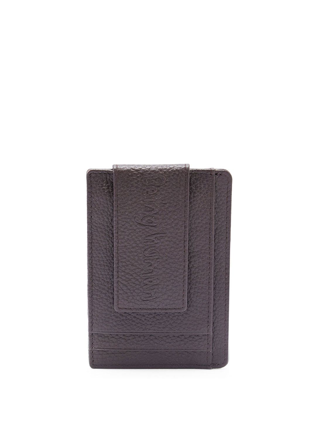 Being Human Men Brand Logo Textured Leather Card Holder