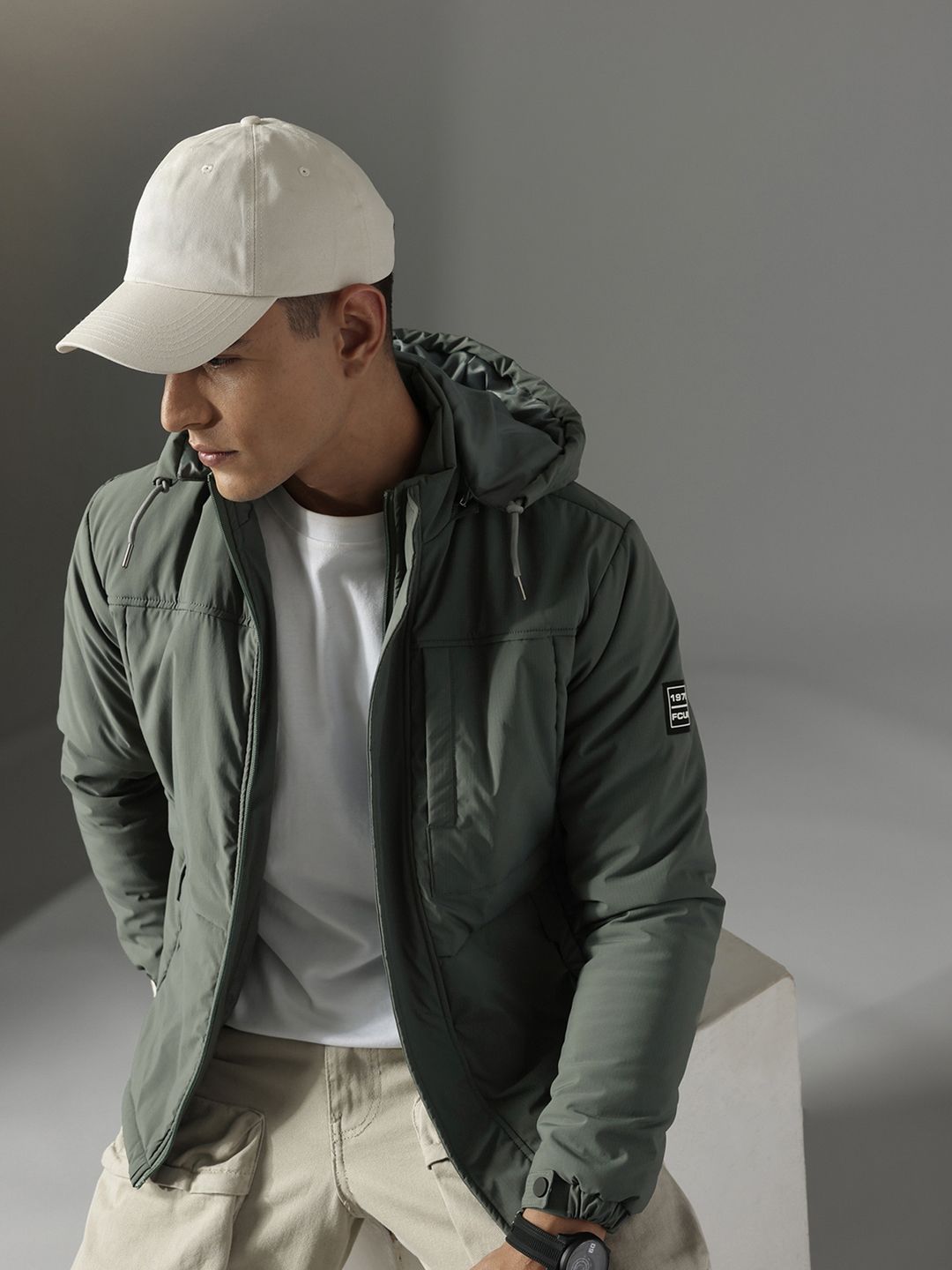 FCUK Hooded Striped Padded Jacket