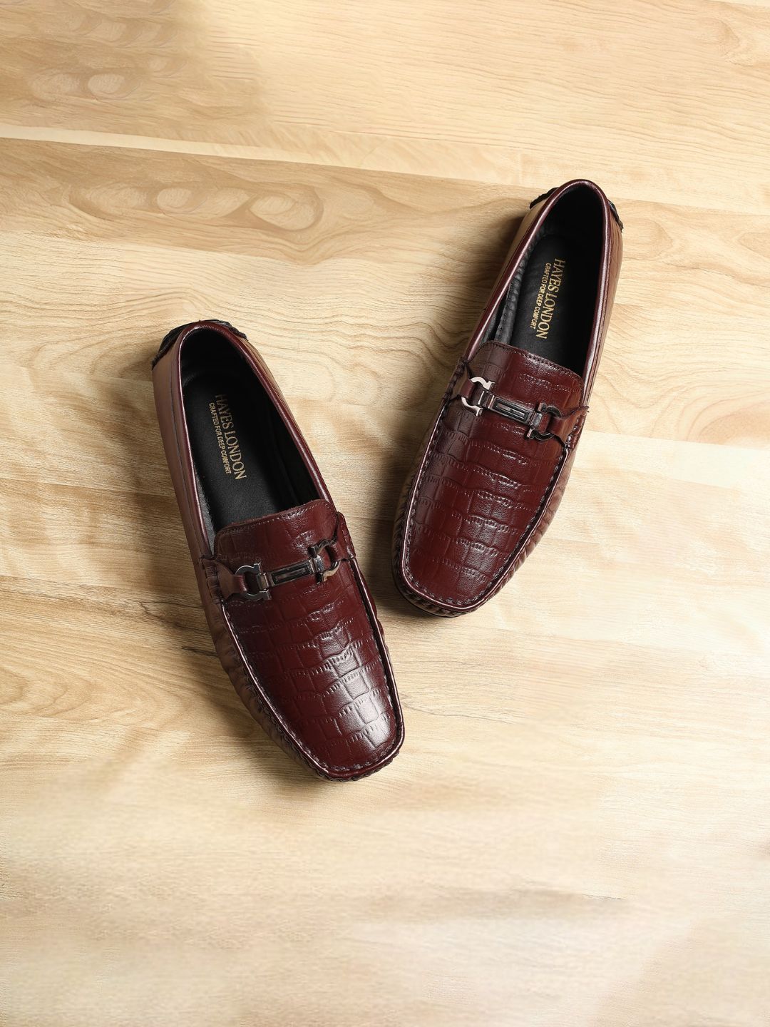 Hayes London Men Textured Leather Formal Loafers