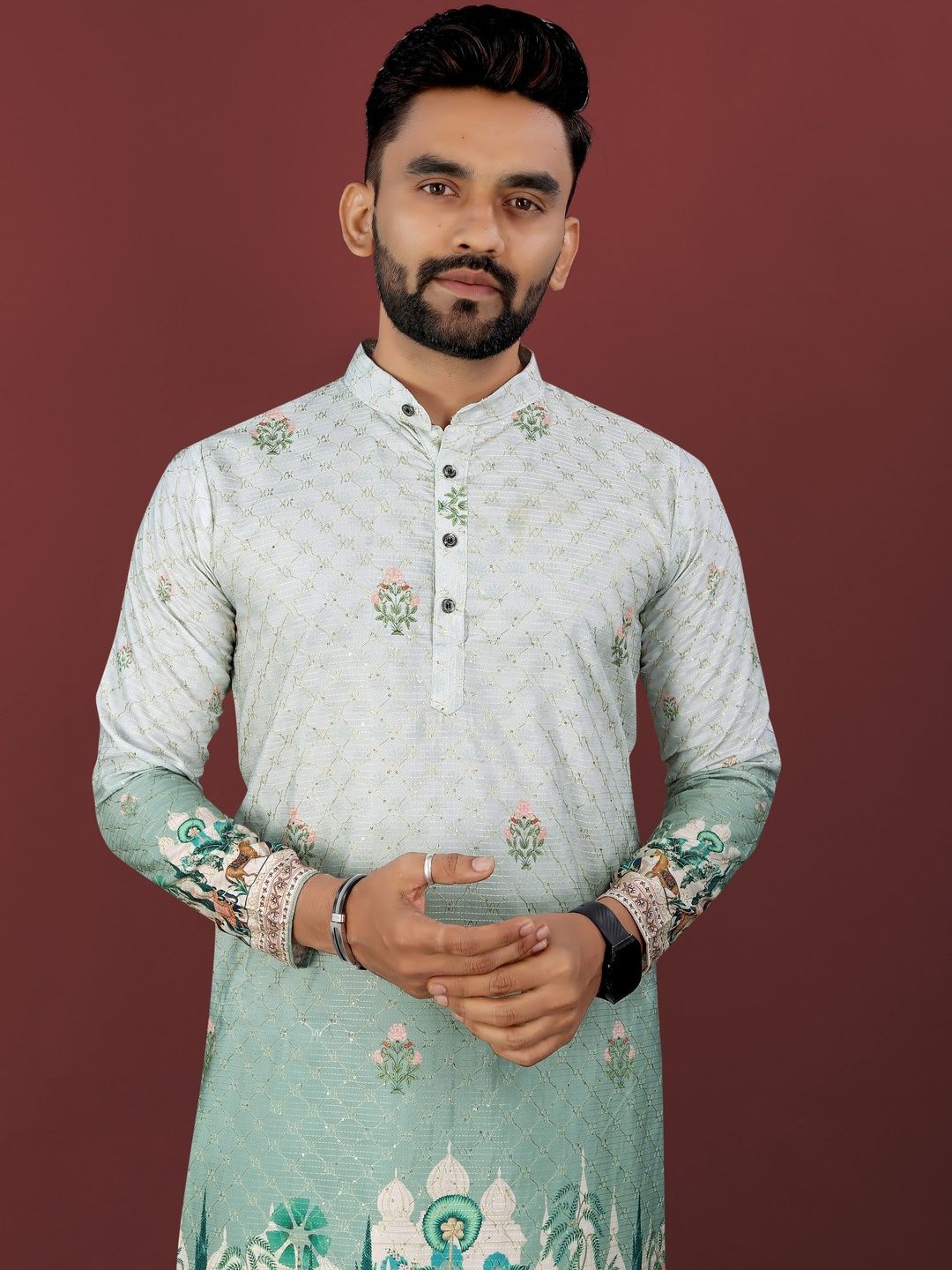 HERE&NOW Men Viscose Rayon Straight Kurtas