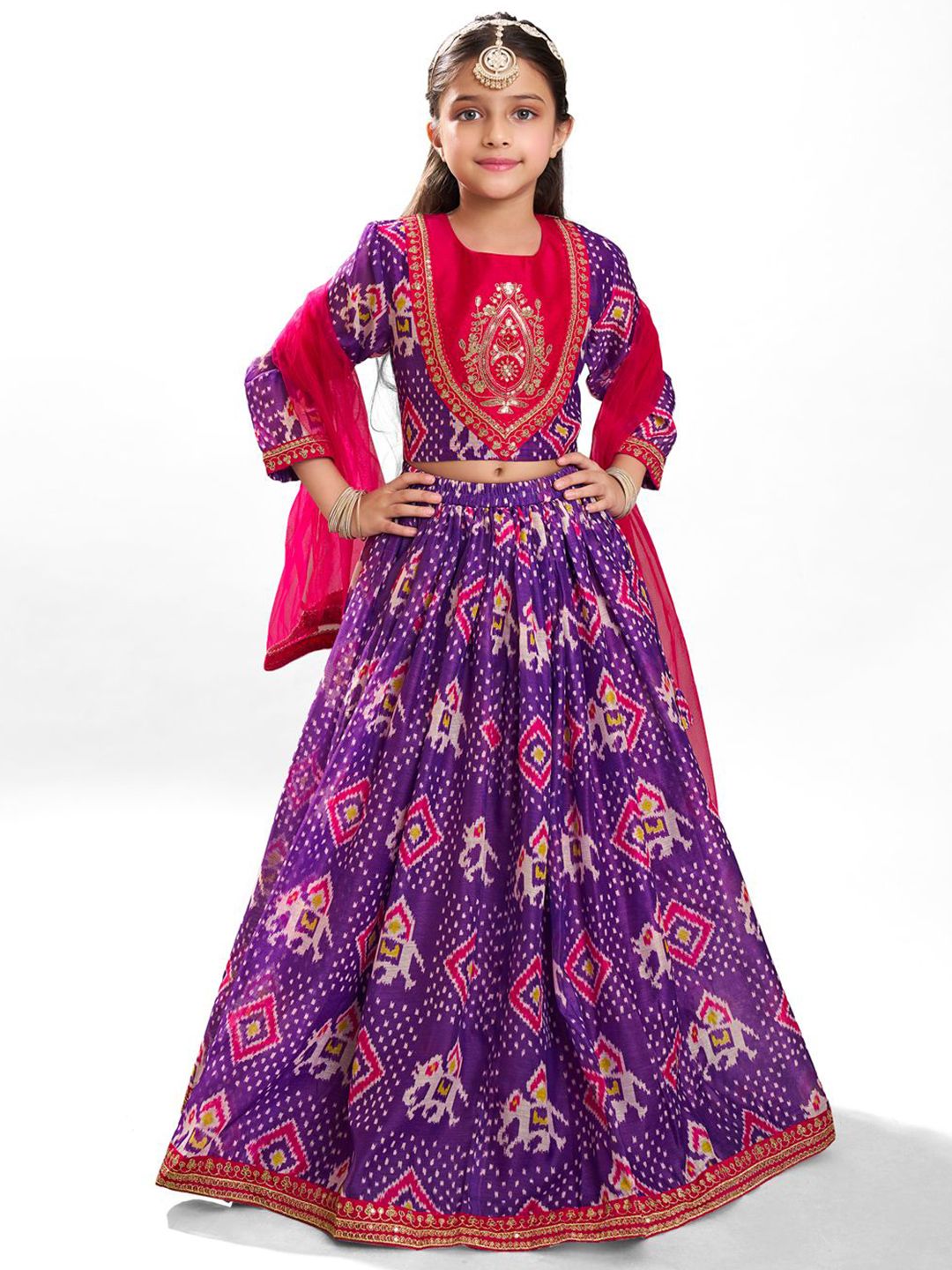 Bitiya by Bhama Girls Digital Printed Ready to Wear Lehenga & Blouse With Dupatta