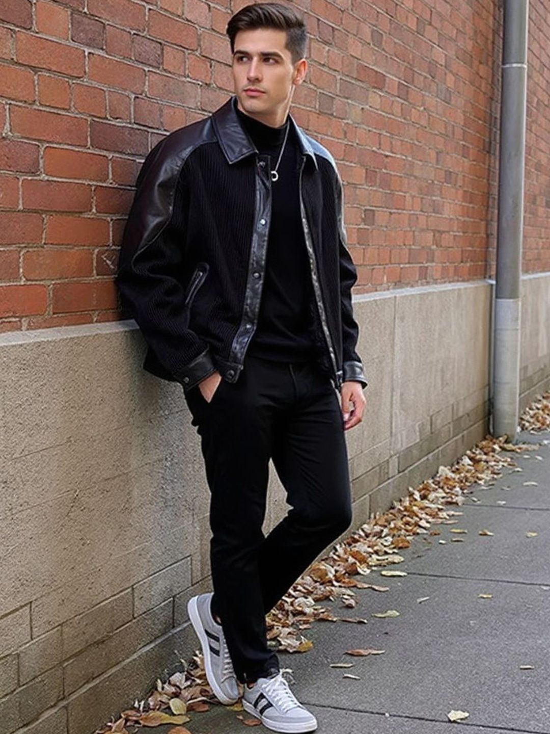 HERE&NOW Solid Leather Jacket
