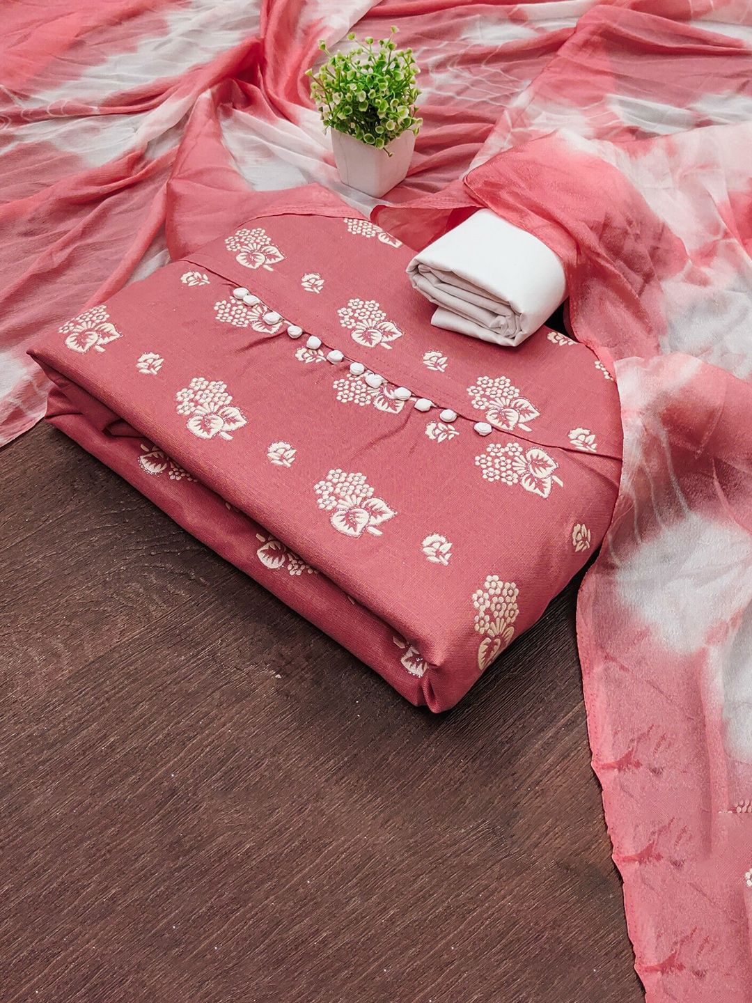 Rangtulika Ethnics Floral Printed Organza Unstitched Dress Material