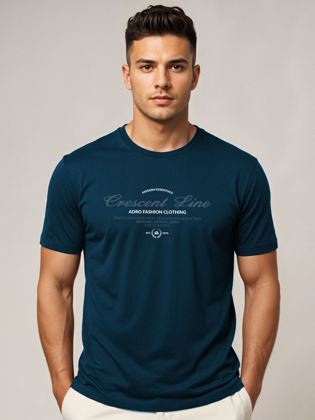 ADRO Typography Printed Short Sleeves Cotton Regular Fit T-shirt