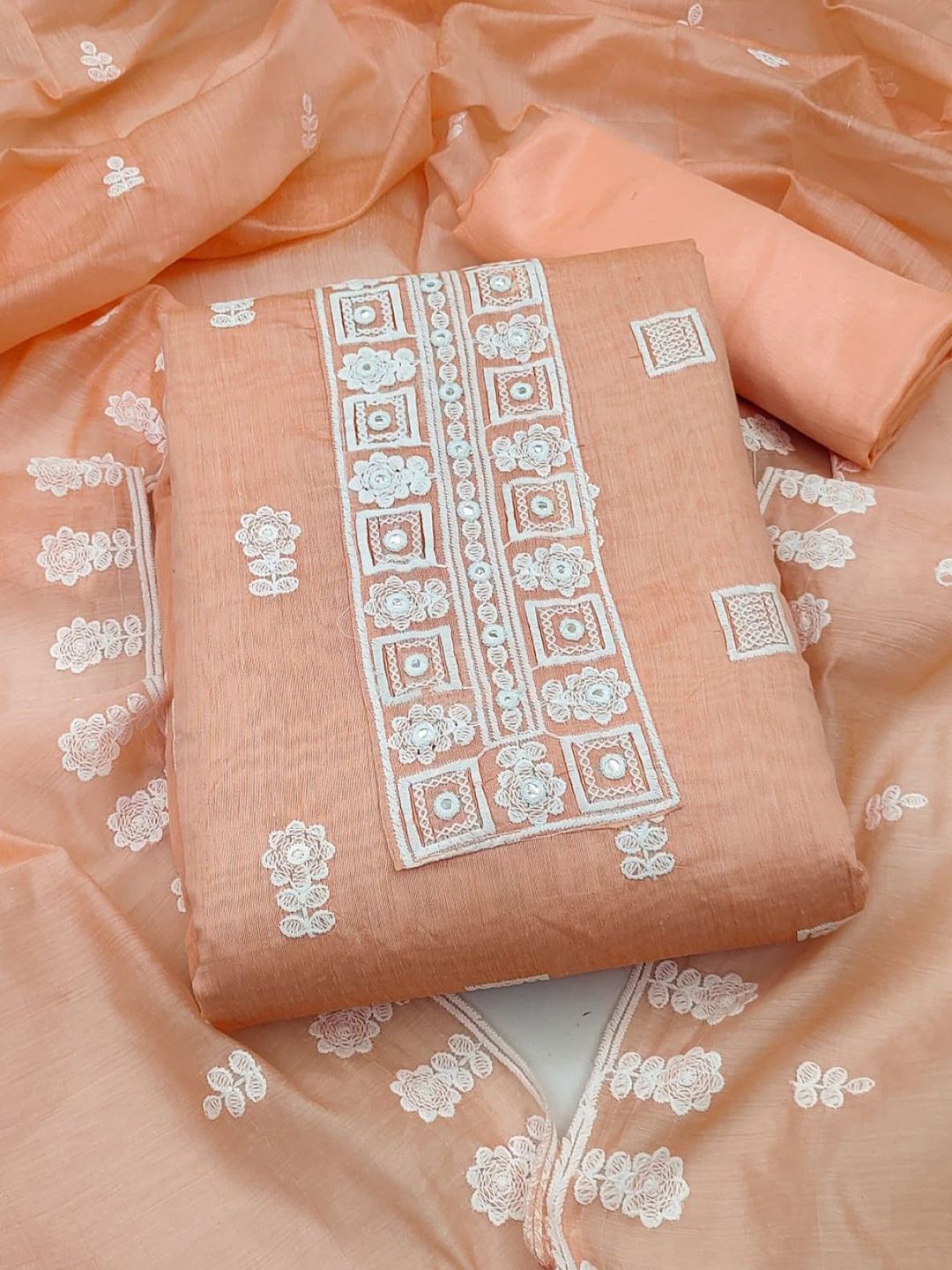 Rangtulika Ethnics Embroidered Organza Unstitched Dress Material