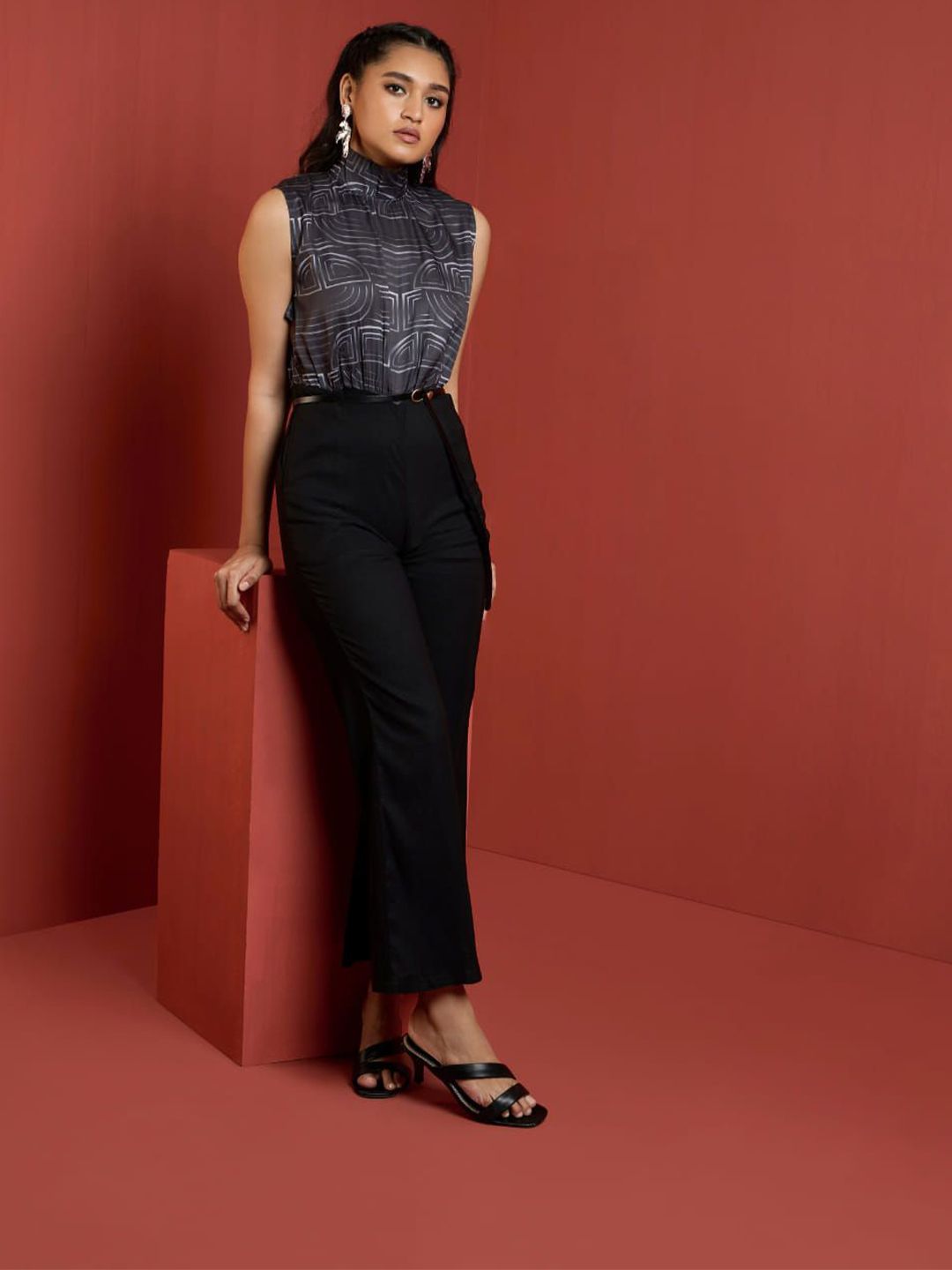 QONA Women Printed Basic Jumpsuit