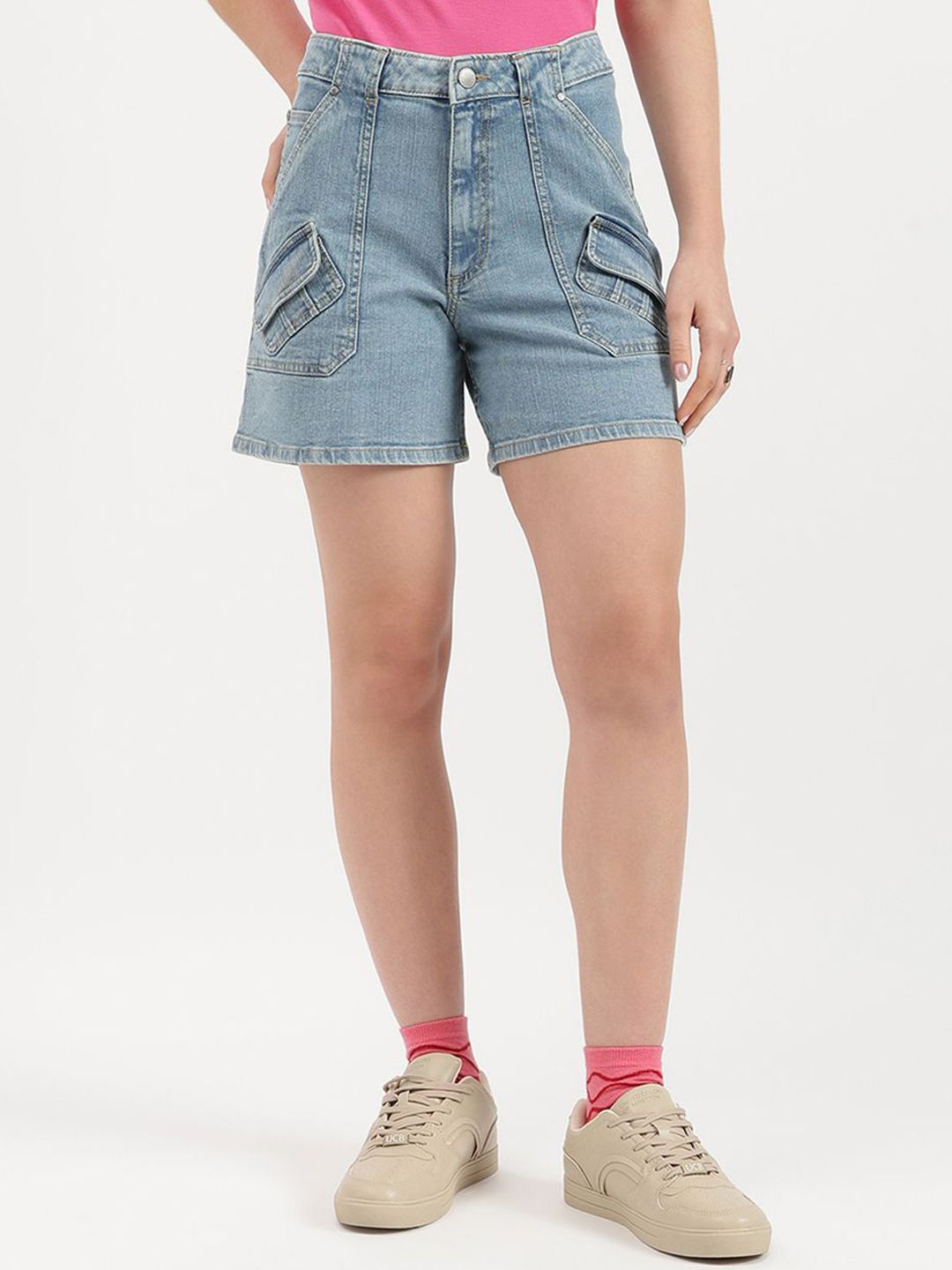 United Colors of Benetton Women High-Rise Regular Fit Denim Shorts
