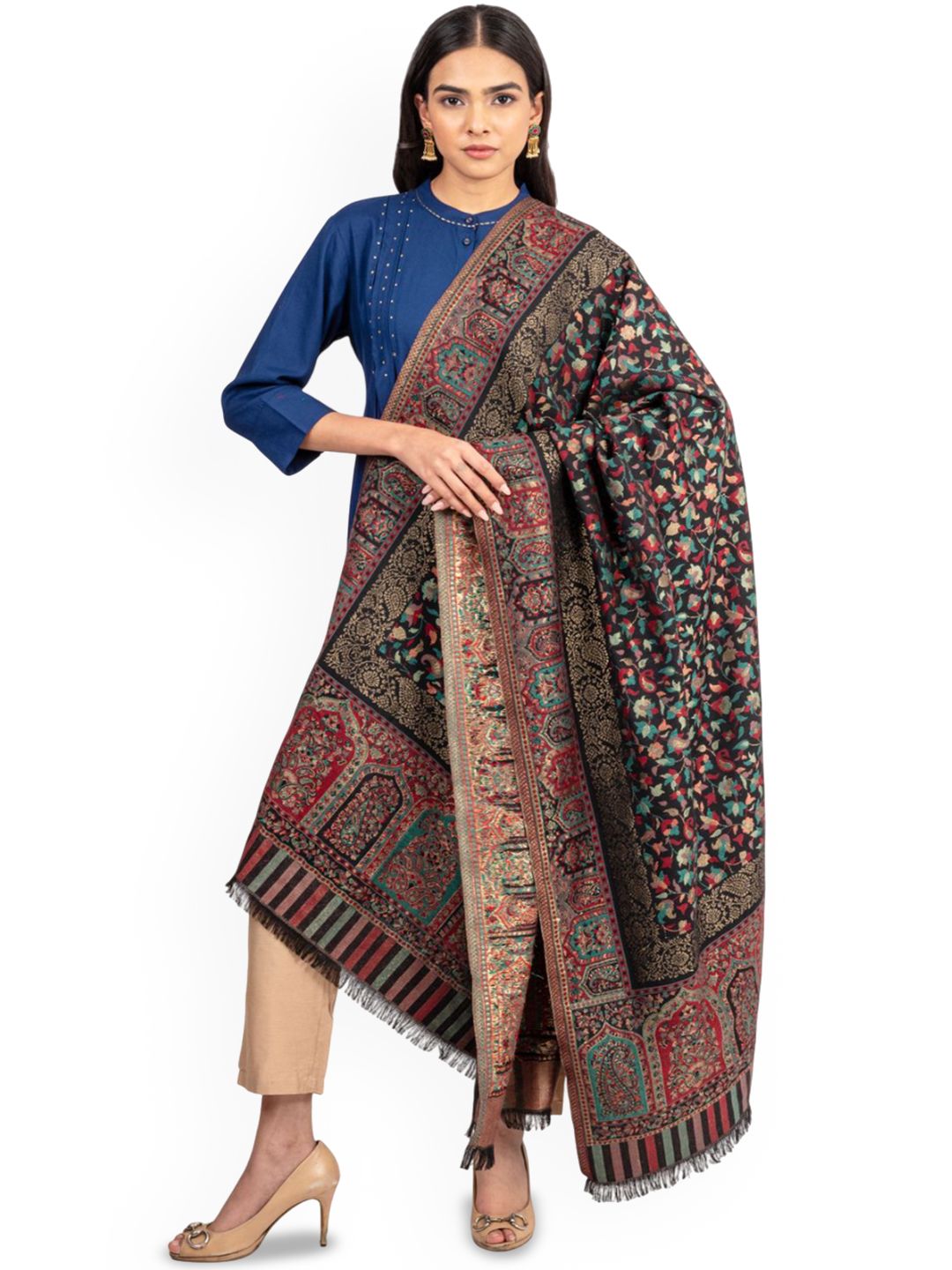 Naureen Women Ethnic Motifs Woven Design Shawl