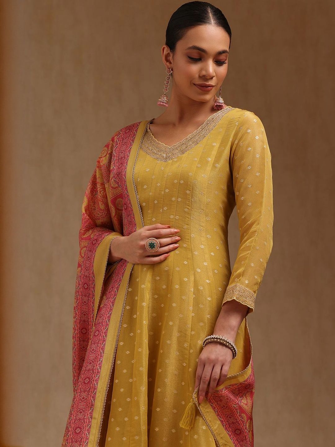 Soch Women Ethnic Motifs Woven Design Anarkali Kurta with Trousers & Dupatta deal from myntra Soch Women Ethnic Motifs Woven Design Anarkali Kurta with Trousers & Dupatta deal from myntra