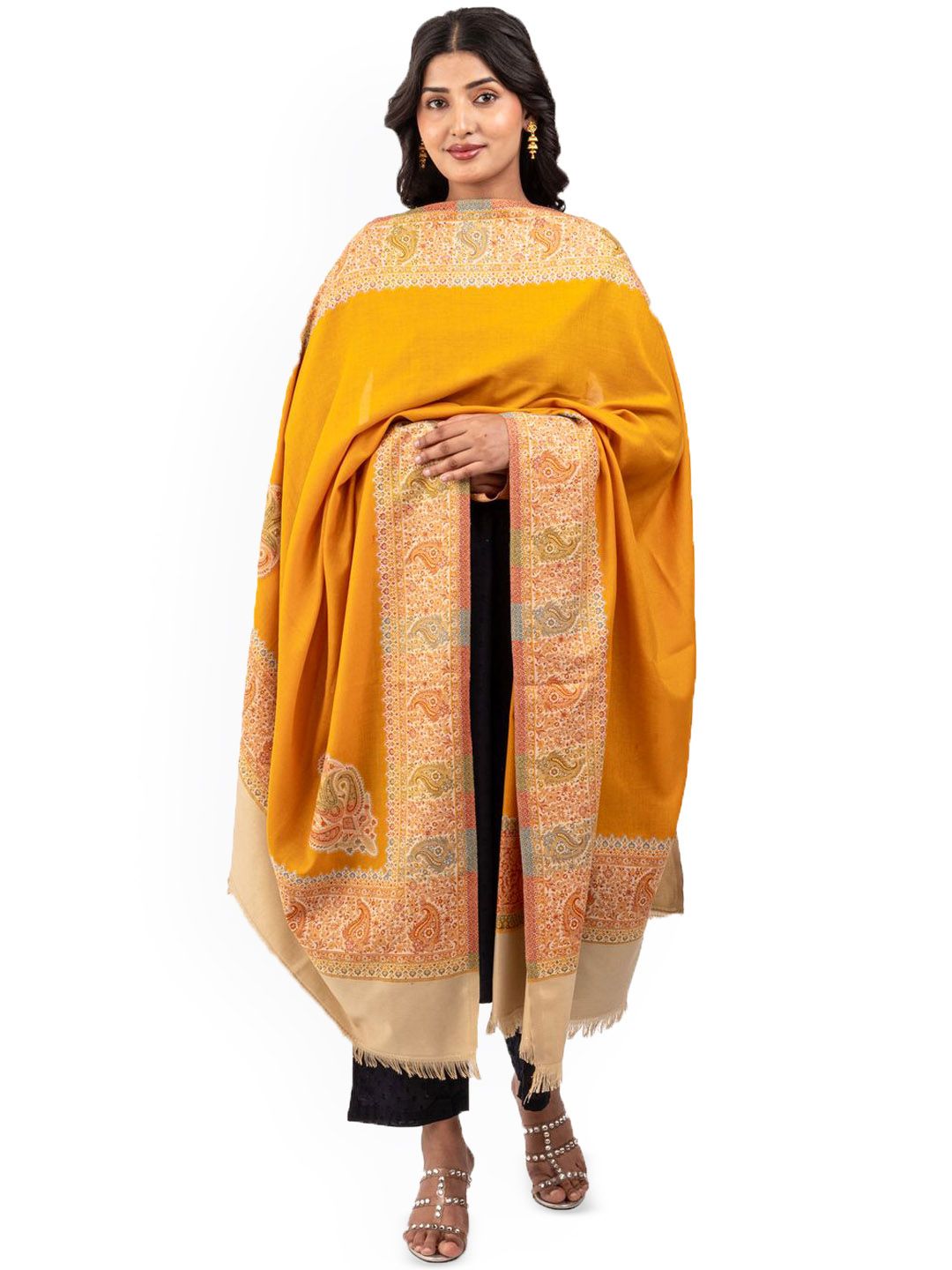 Naureen Paisley Woven Design Pashmina Kani Shawl