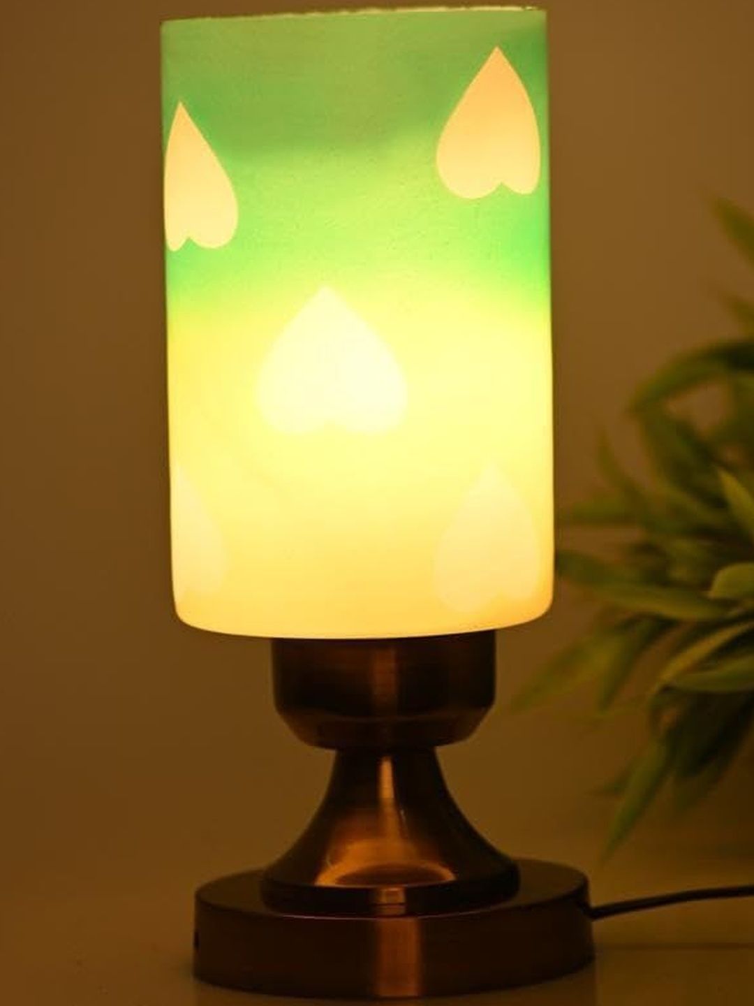1ST TIME Yellow Glass Cylinder Table Lamps