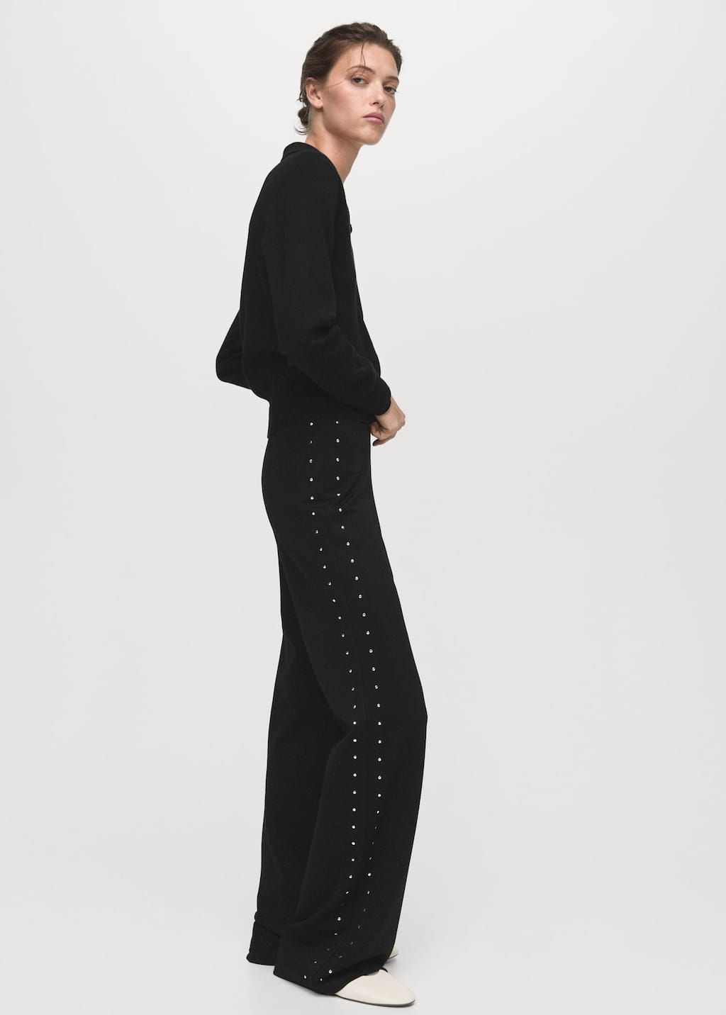 Rhinestones High-Rise Straight Leggings