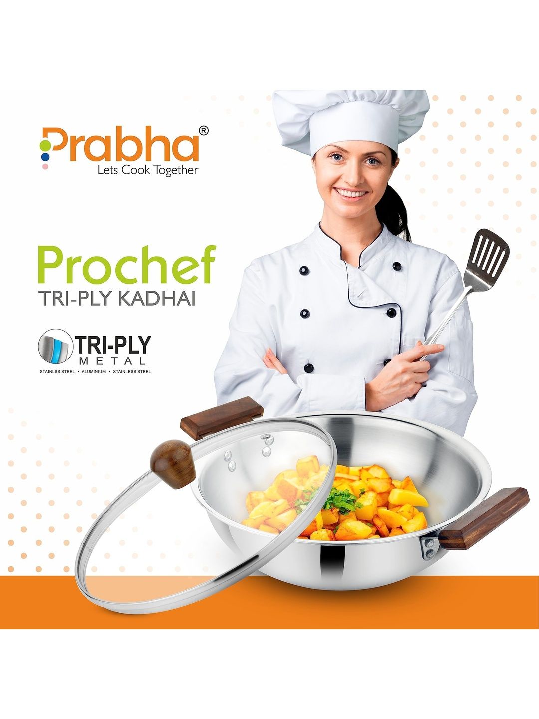 Buy Prabha Silver-Toned Stainless Steel Induction Base Khadai With