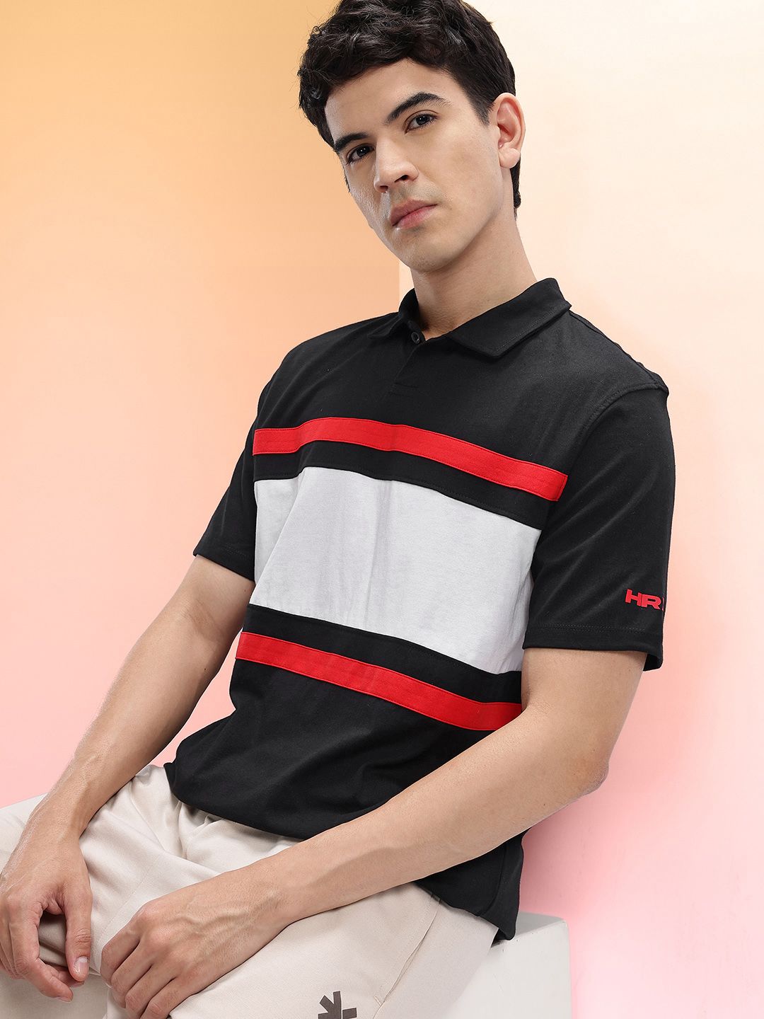 HRX by Hrithik Roshan Polo Collar Colorblocked T-shirt