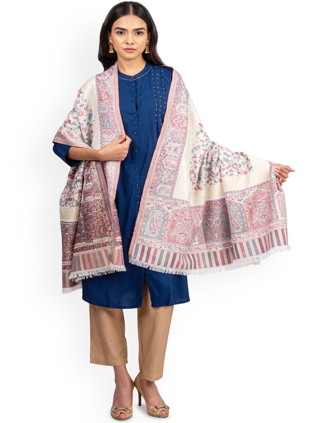 Naureen Floral Woven Design Shawl
