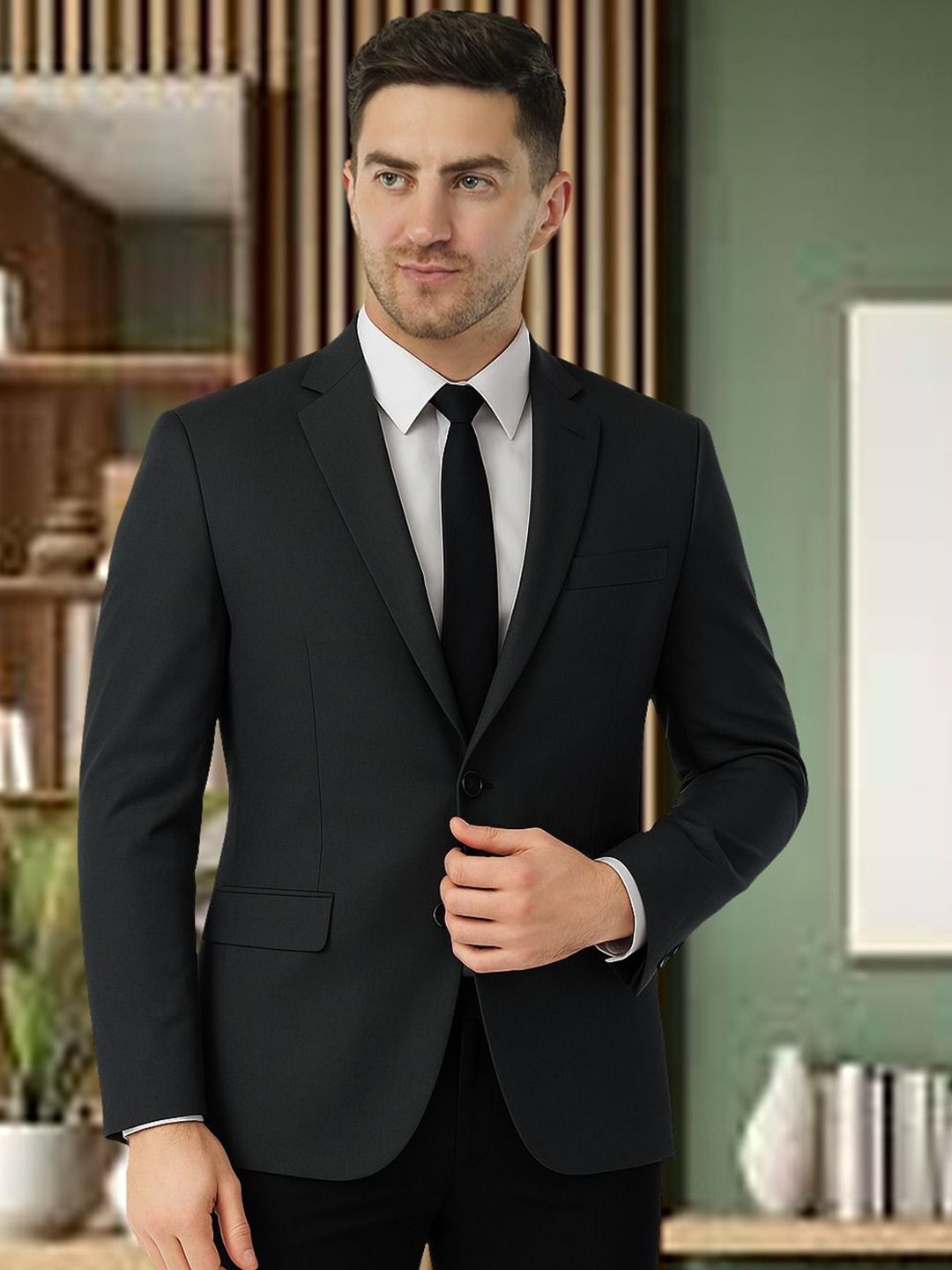 Integration Integration Premium Notched Lapel Fully Lined Slim-Fit Formal Business Blazer