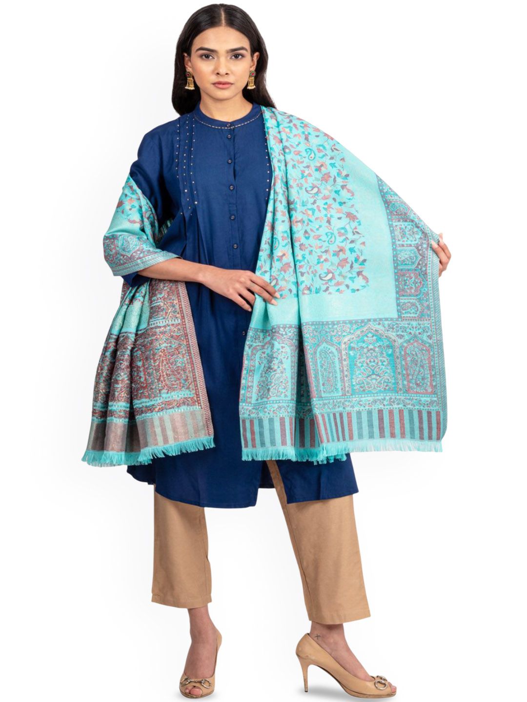 Naureen Ethnic Motifs Woven Design Shawl